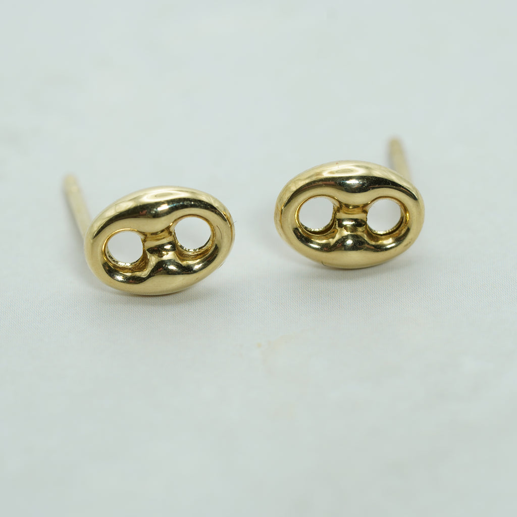 Polished Yellow Gold Mariner Link Stud Earrings