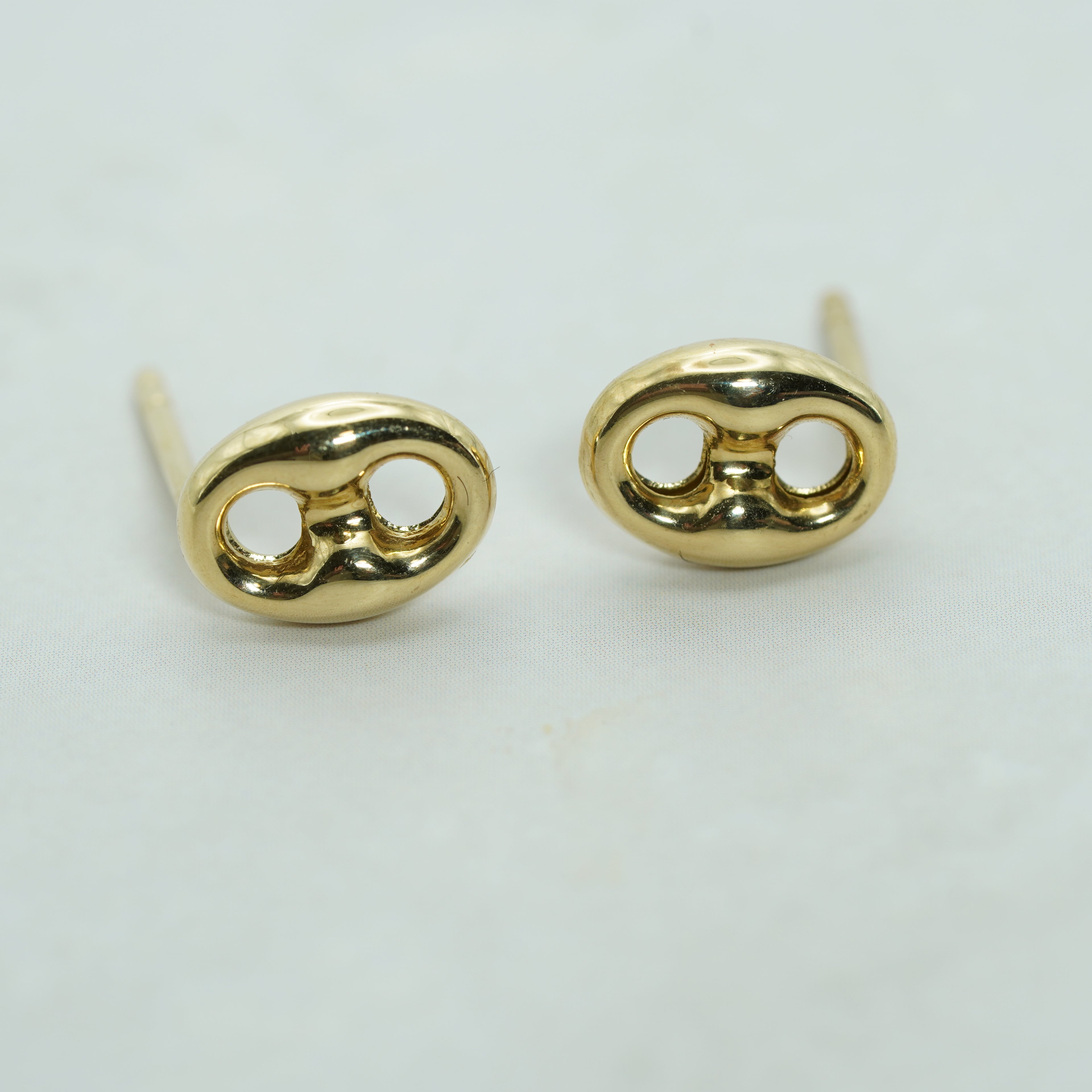 Polished Yellow Gold Mariner Link Stud Earrings