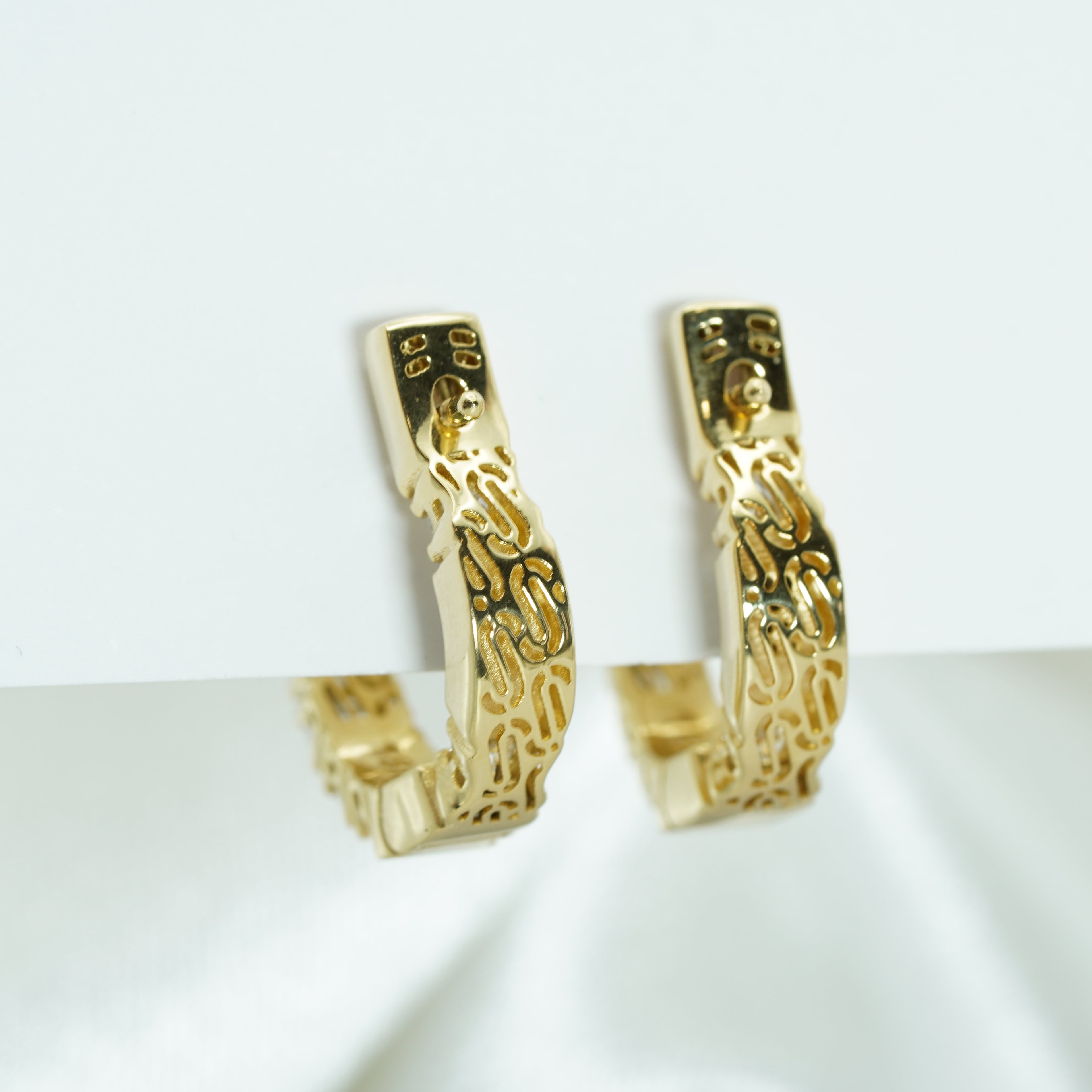 Yellow Gold Zircon Hoop Earrings