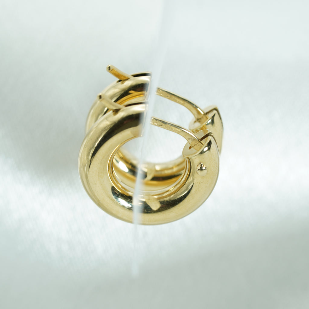 Chunky Tubular Hoop Earrings in Yellow Gold