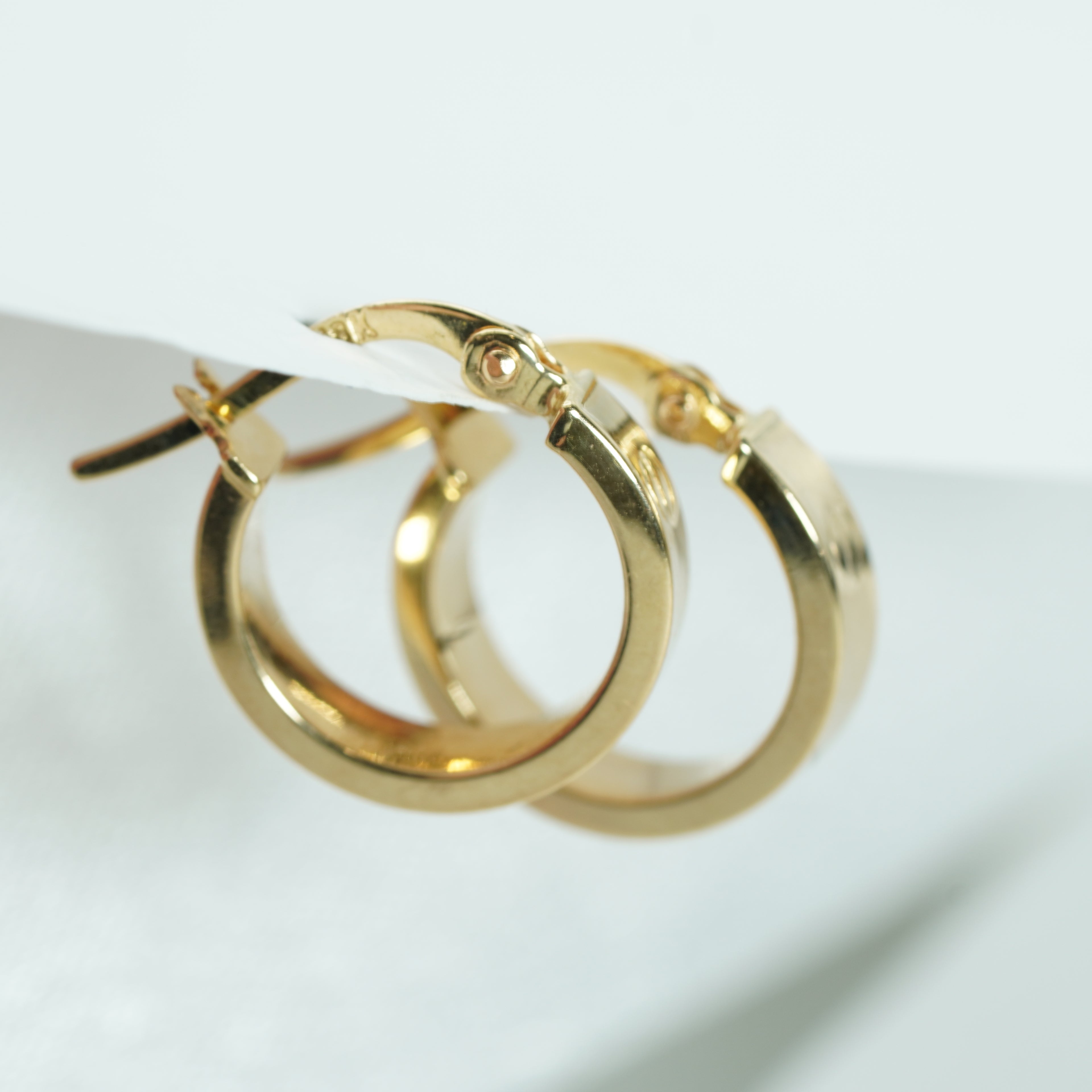 Wide Flat Profile Hoop Earrings in Yellow Gold