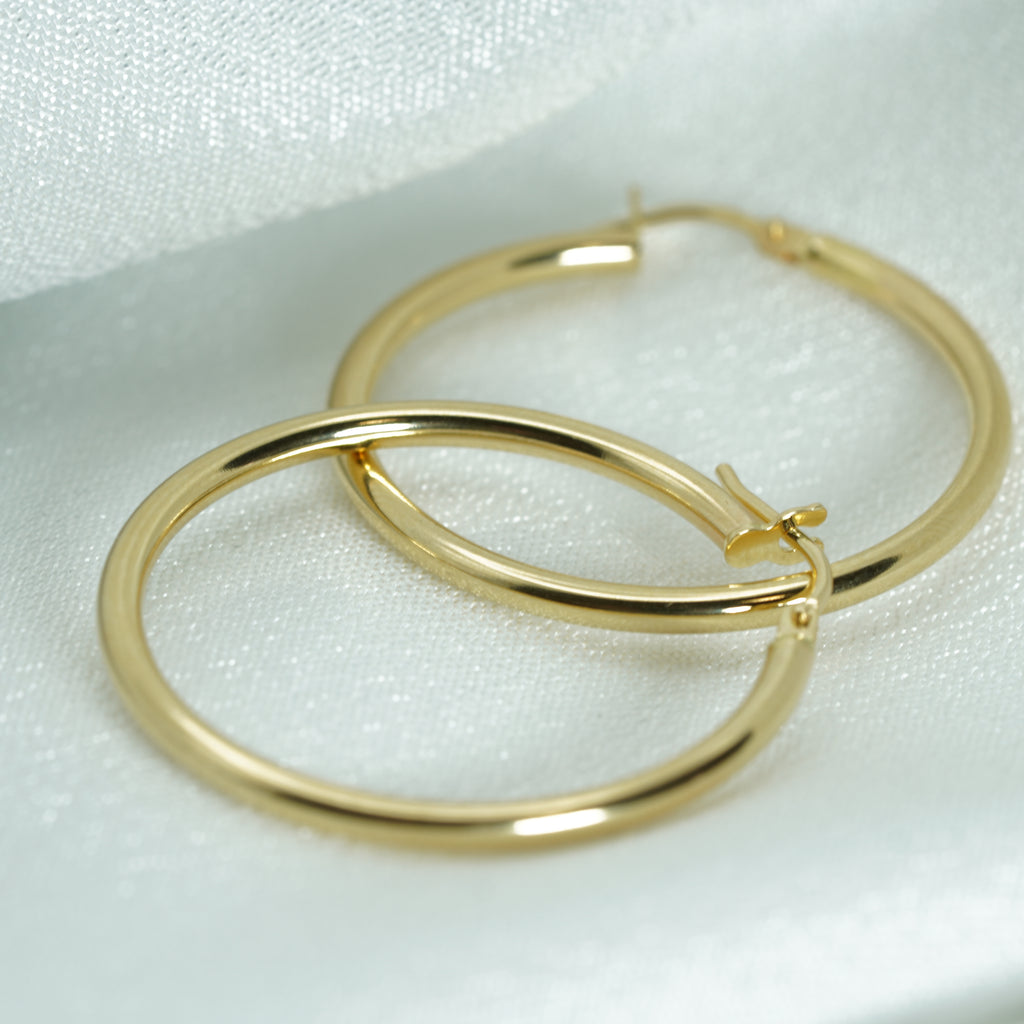 Polished Yellow Gold Classic Hoop Earrings