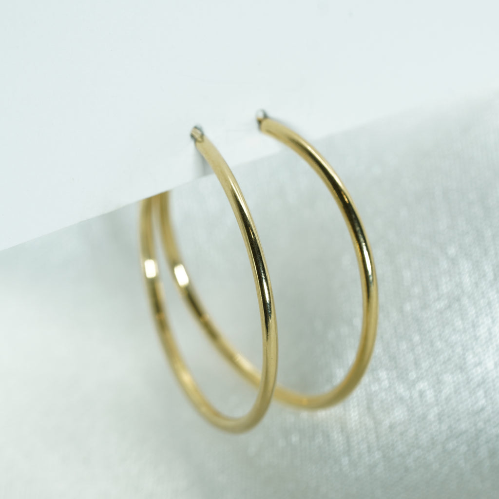 Classic Round Yellow Gold Hoop Earrings