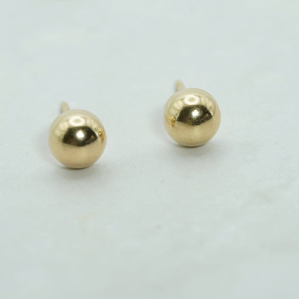 Classic Yellow Gold Polished Ball Stud Earrings