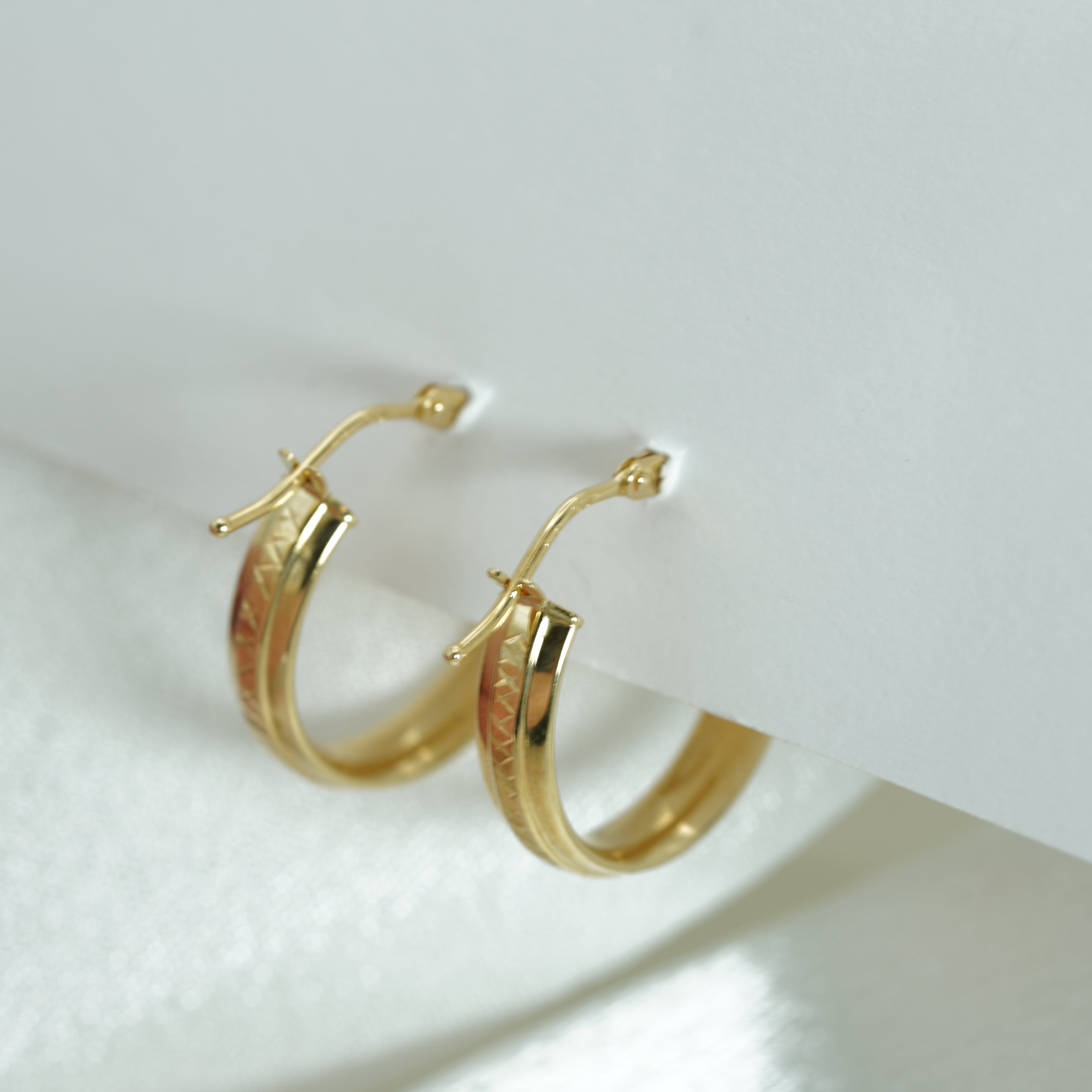 Textured Yellow Gold Hoop Earrings