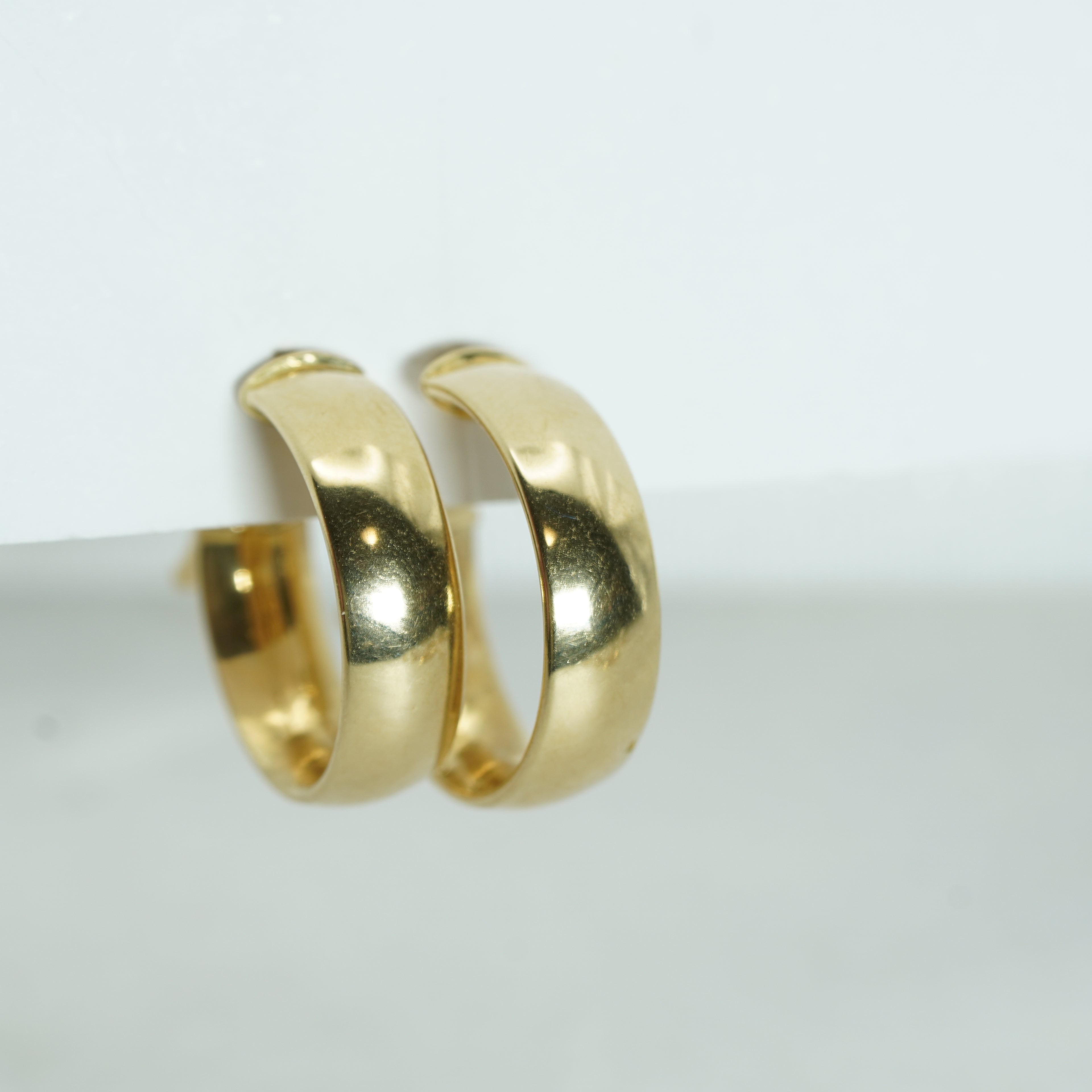 Wide High-Polish Yellow Gold Hoop Earrings