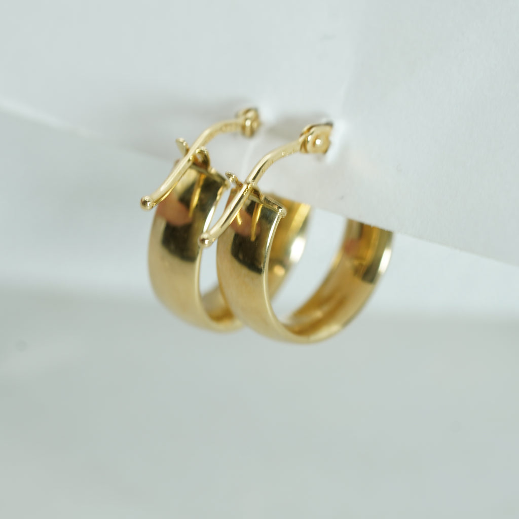 Wide High-Polish Yellow Gold Hoop Earrings