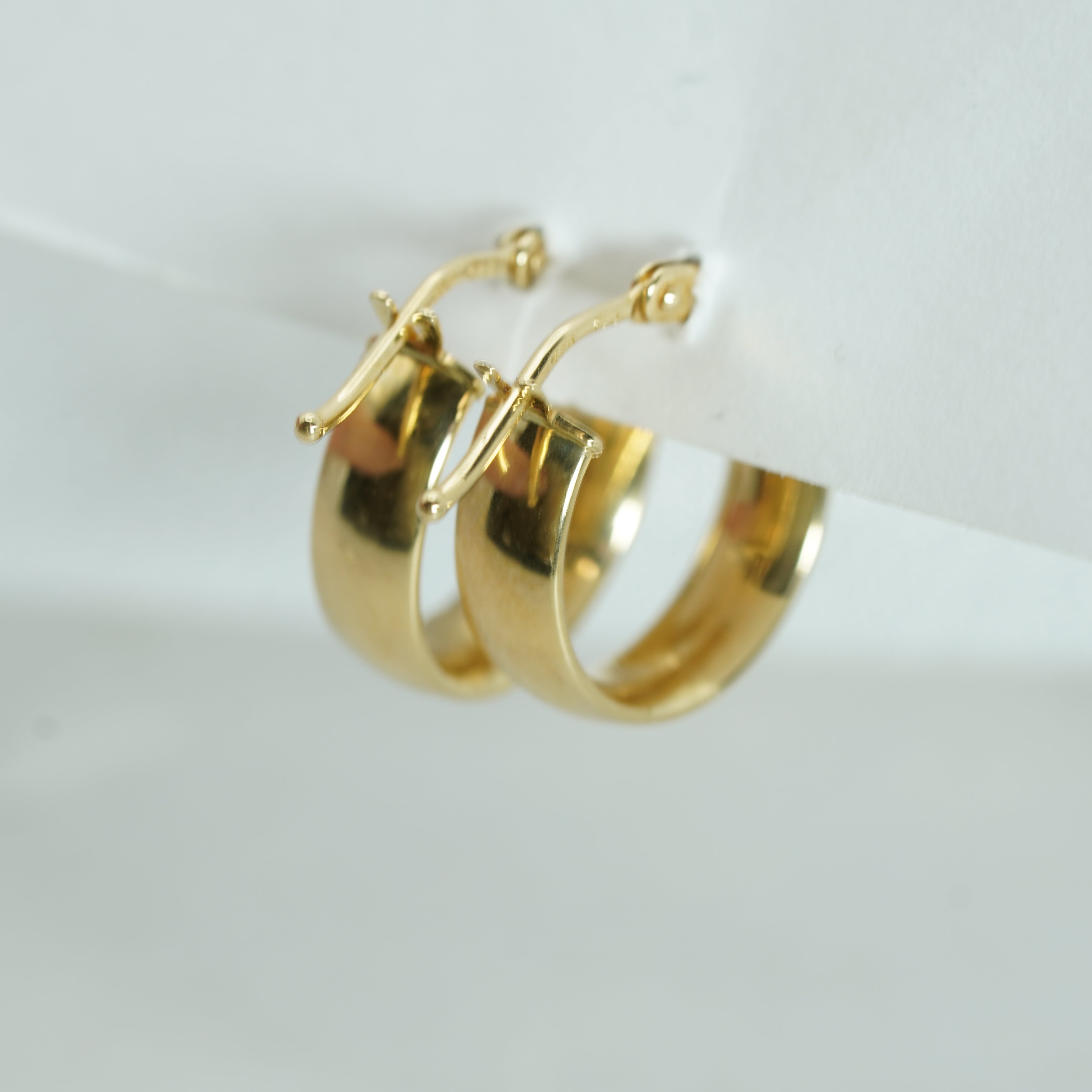 Wide High-Polish Yellow Gold Hoop Earrings