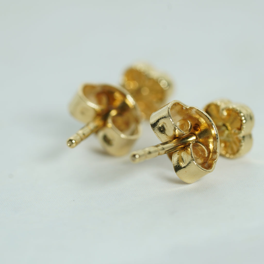 Floral Motif Yellow Gold Stud Earrings