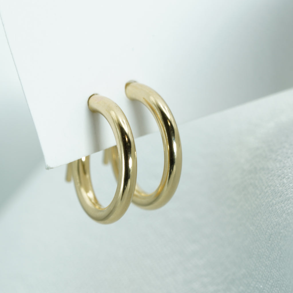 Classic Polished Yellow Gold Hoop Earrings
