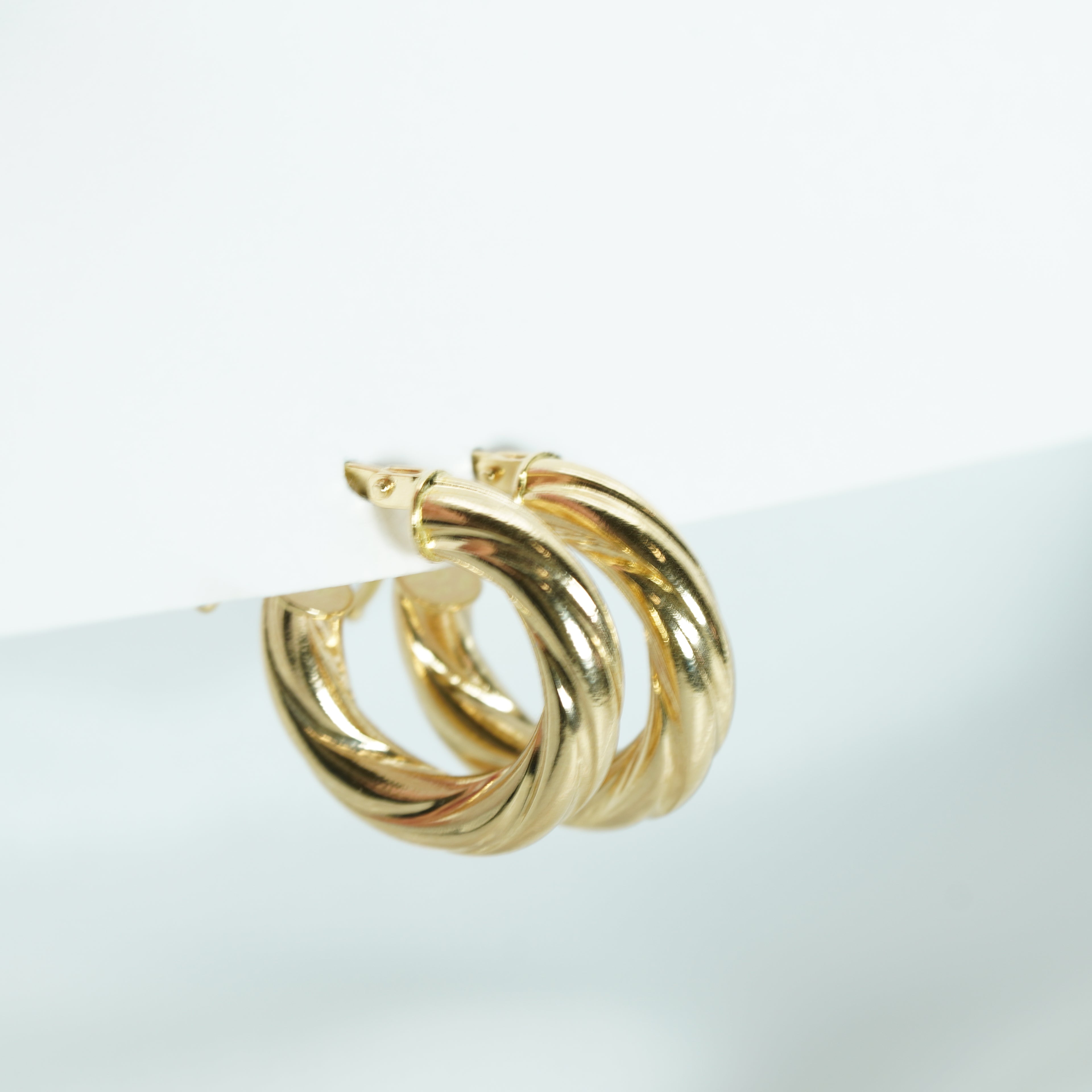 Twisted Yellow Gold Hoop Earrings