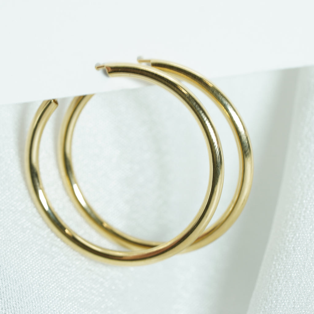Polished Yellow Gold Endless Hoop Earrings