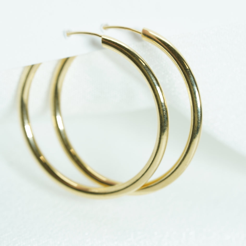 Polished Yellow Gold Endless Hoop Earrings