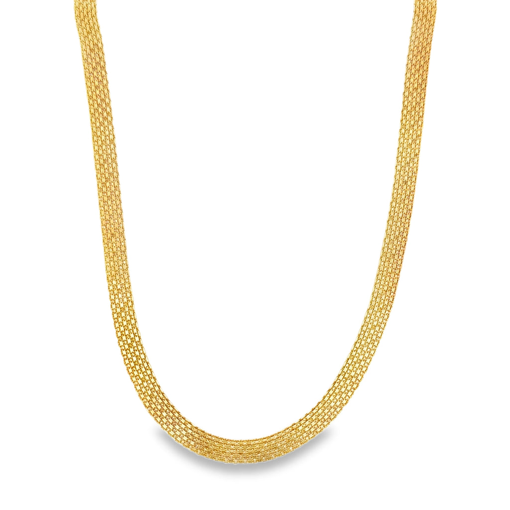Yellow Gold Woven Mesh Chain Necklace