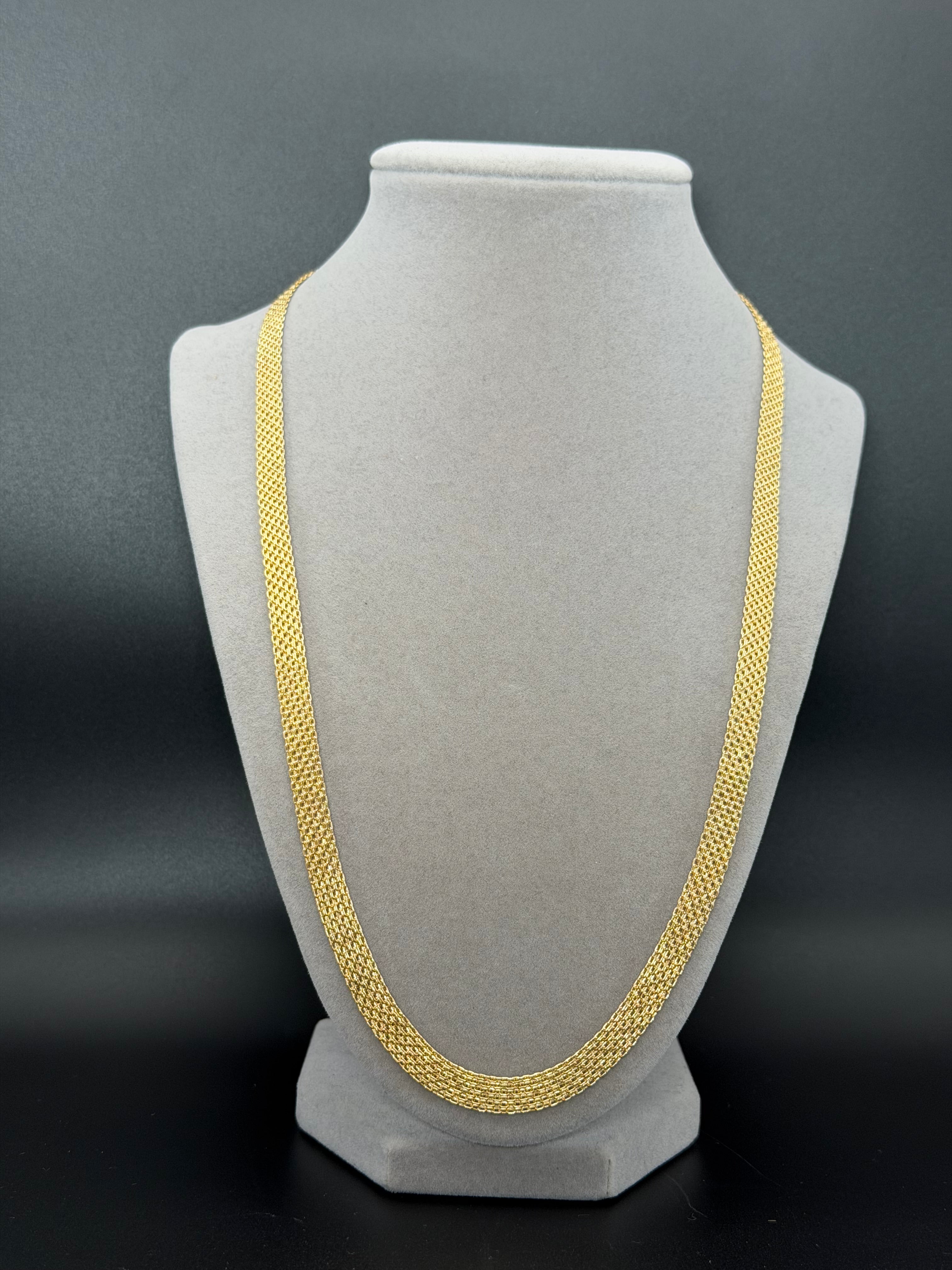 Yellow Gold Woven Mesh Chain Necklace