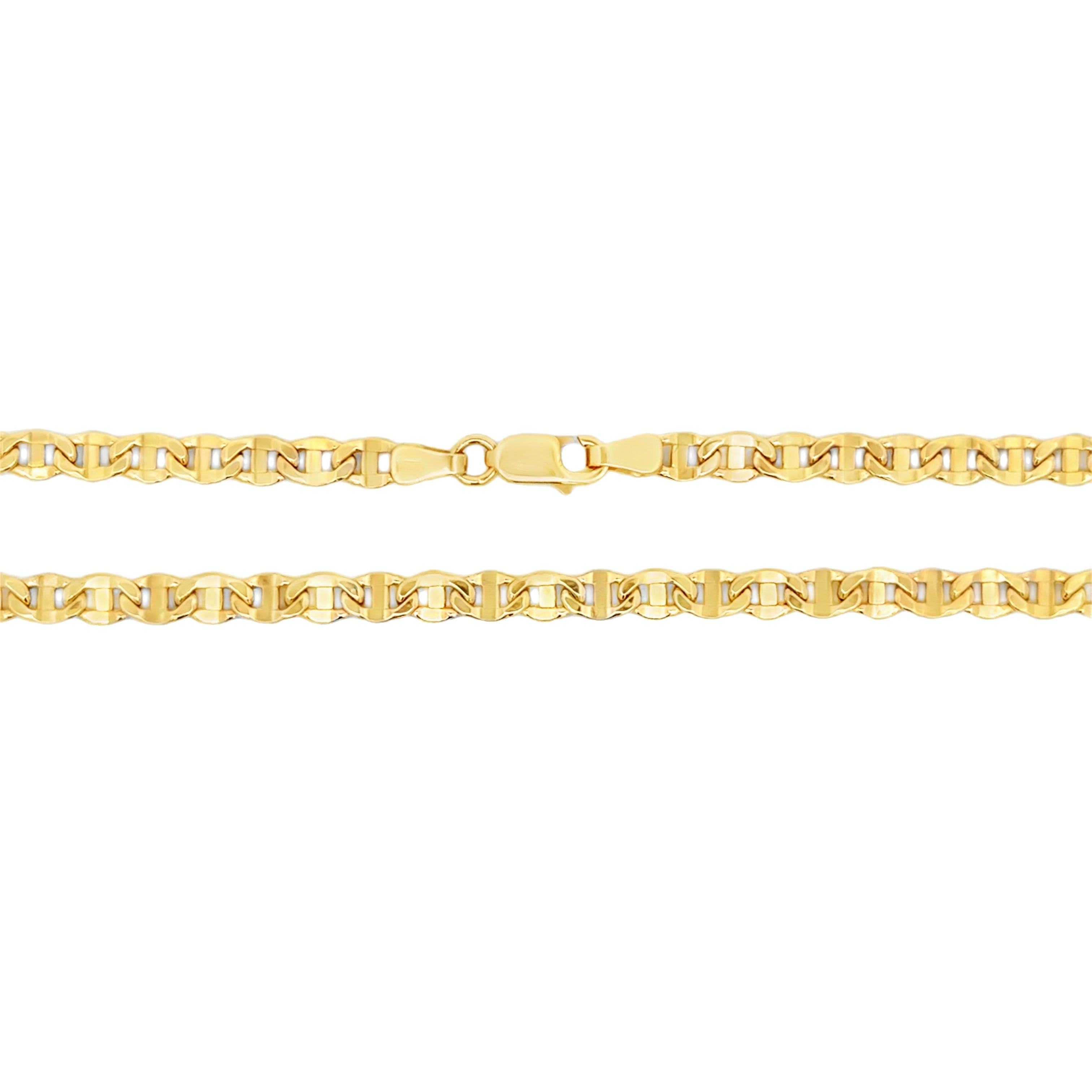Yellow Gold Flat Mariner Chain Necklace