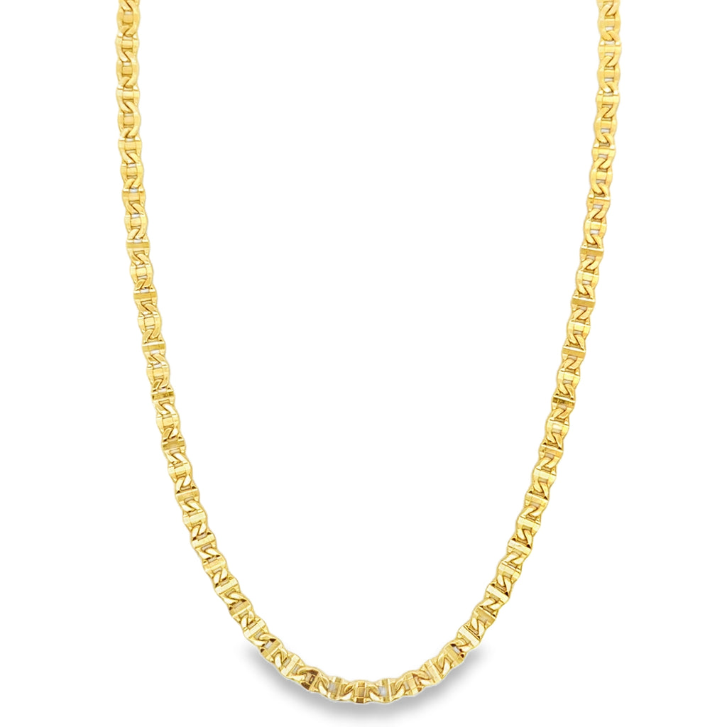 Yellow Gold Flat Mariner Chain Necklace
