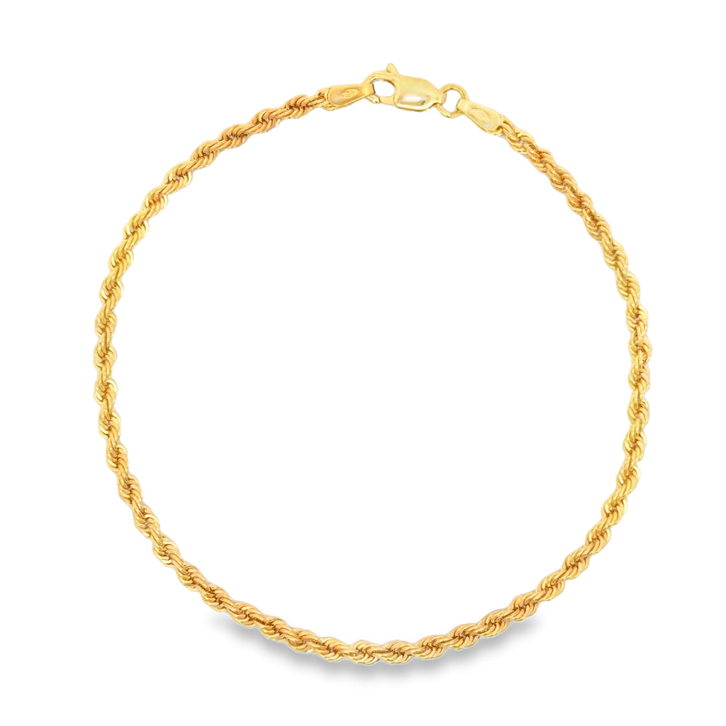 Classic Yellow Gold Rope Chain Bracelet