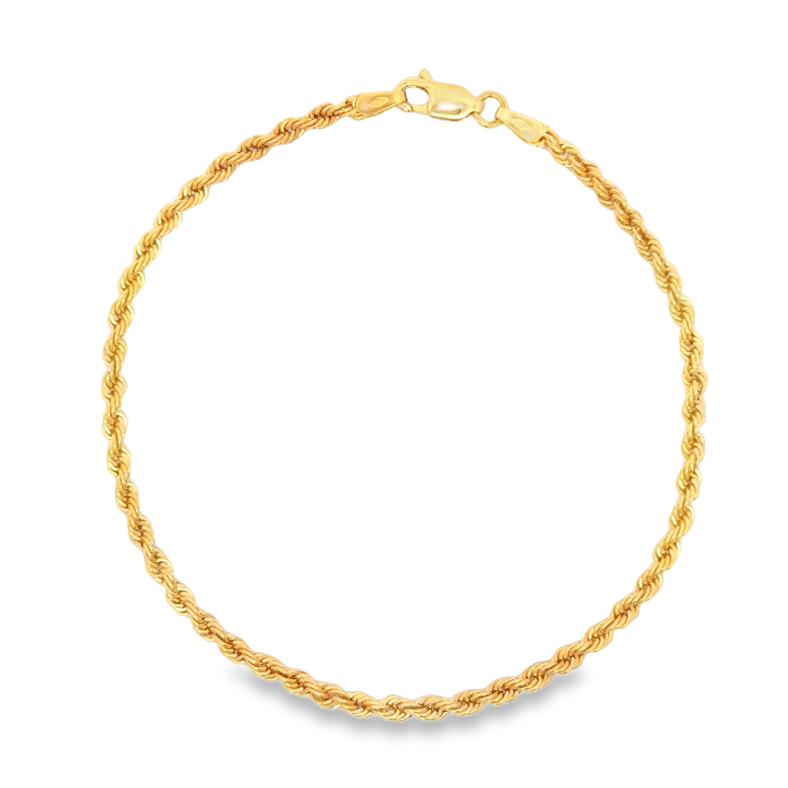 Classic Yellow Gold Rope Chain Bracelet