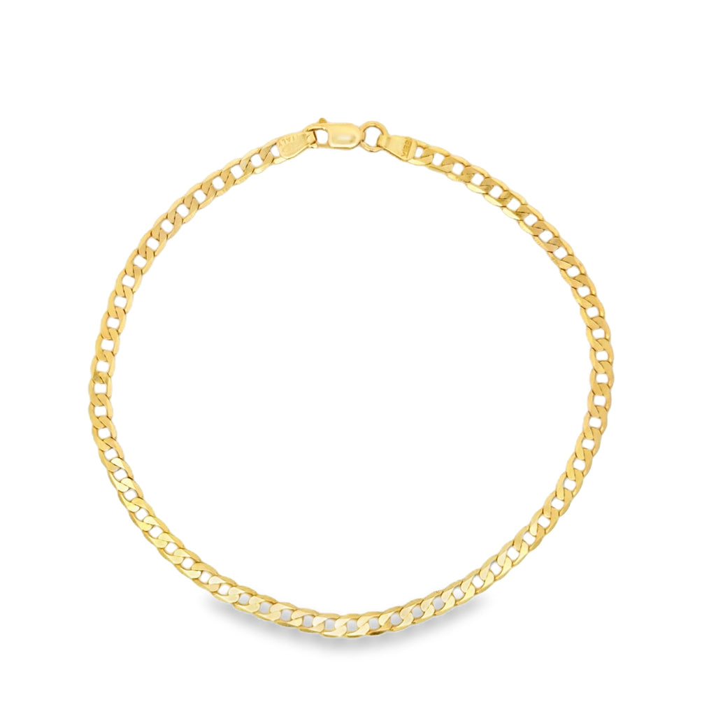 Yellow Gold Flat Link Chain Bracelet