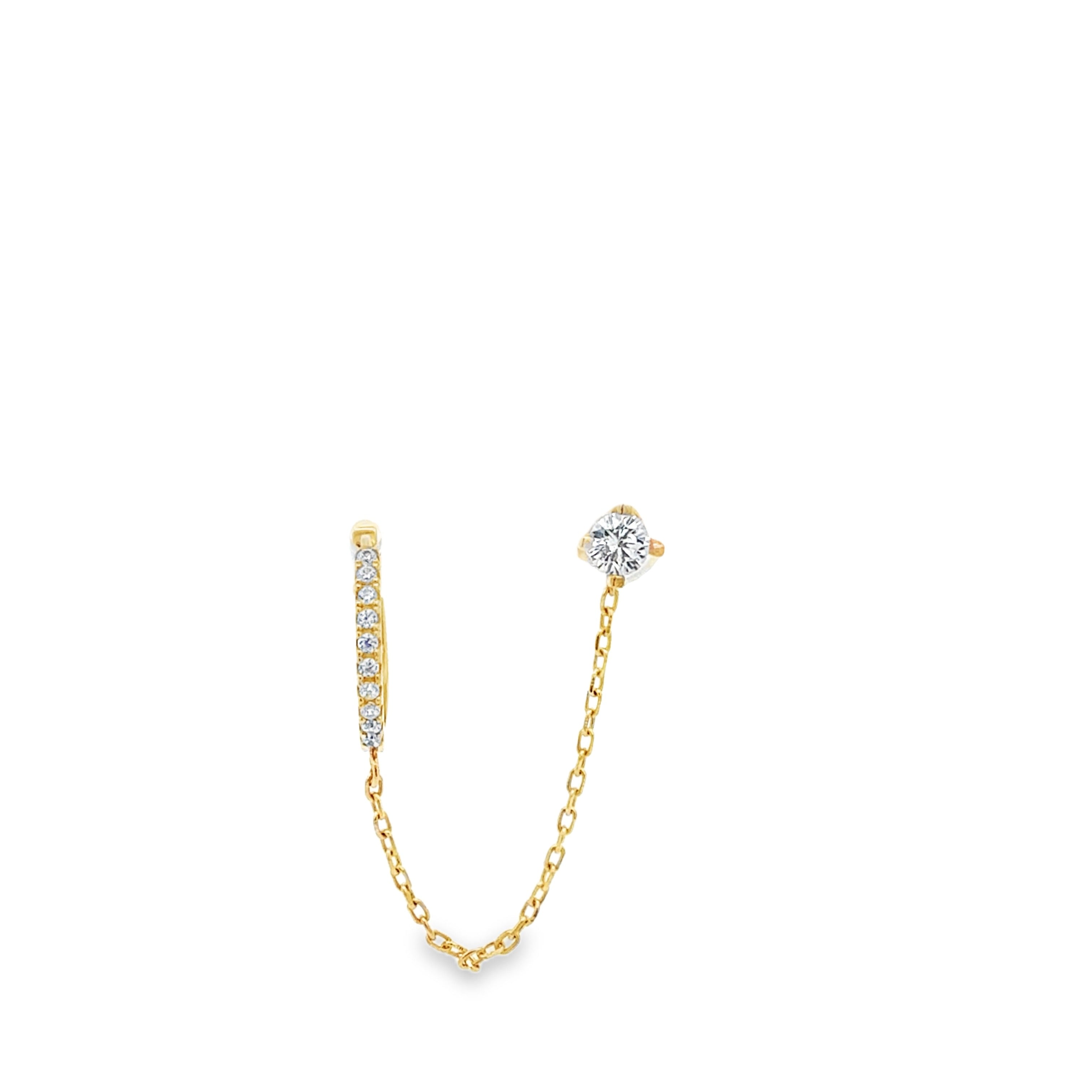 Gold Zircon Chain and Hoop Dangle Earrings
