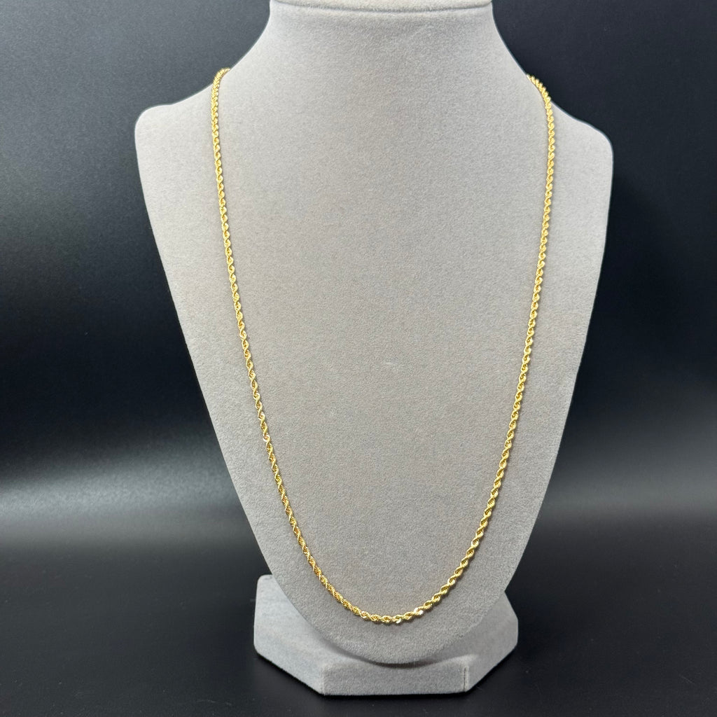 Yellow Gold Rope Chain Necklace