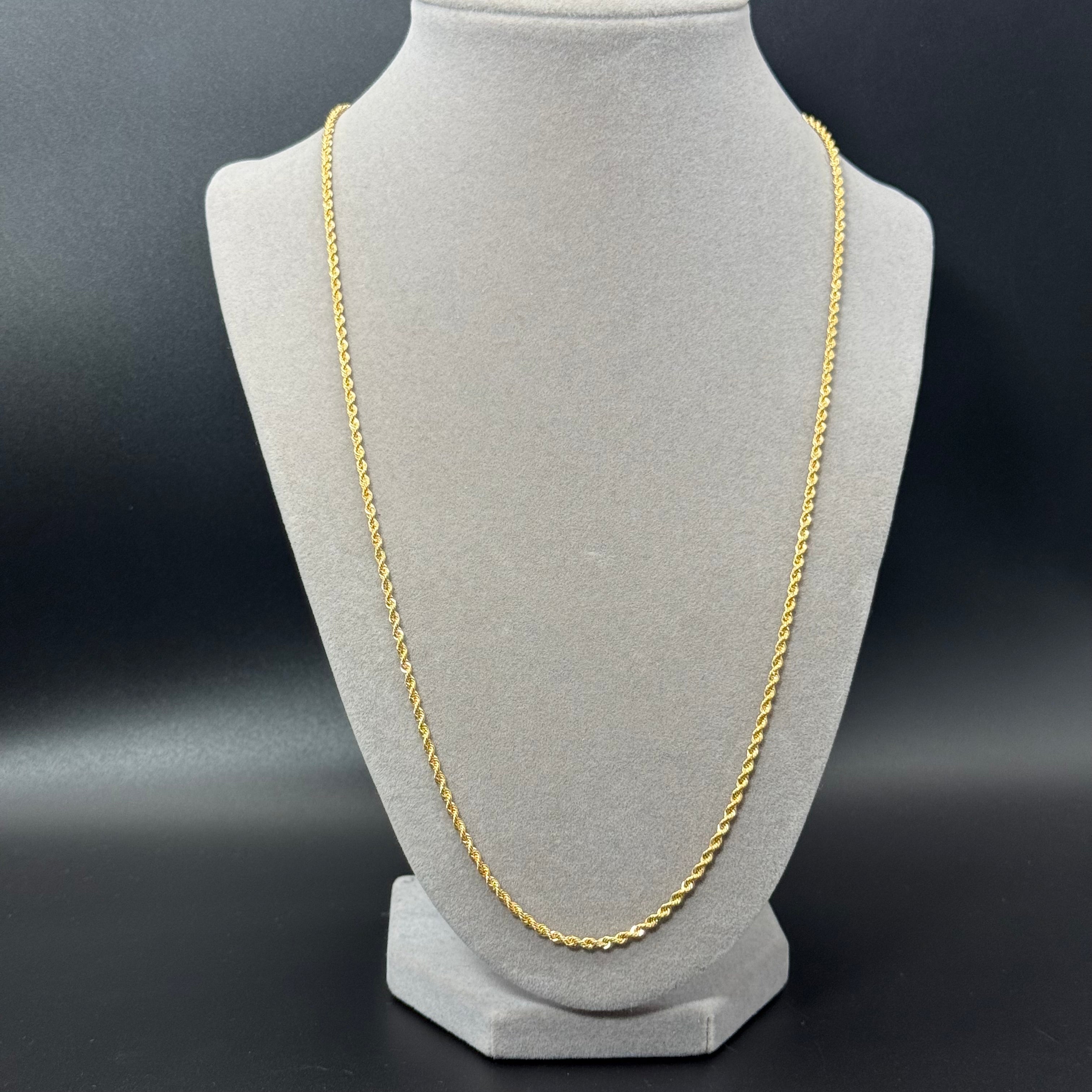 Yellow Gold Rope Chain Necklace