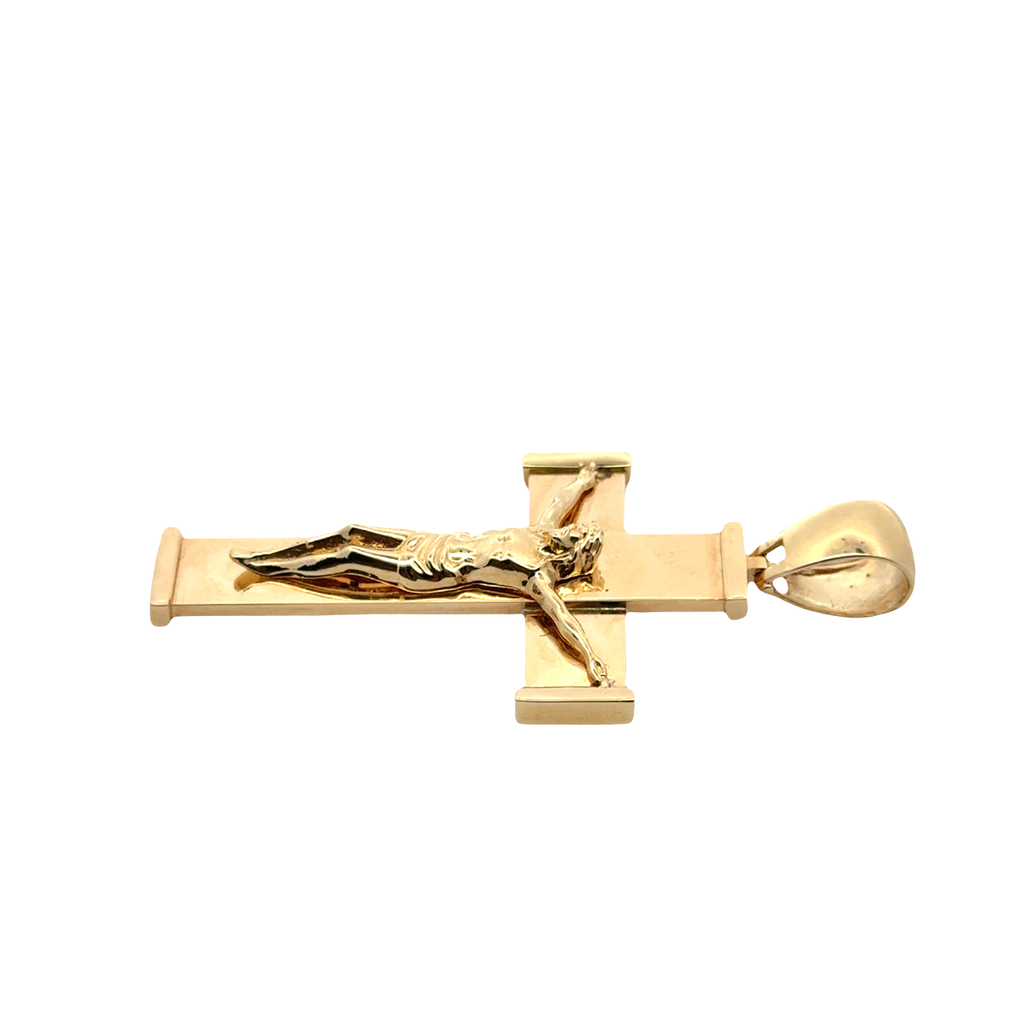 Polished Yellow Gold Crucifix Pendant