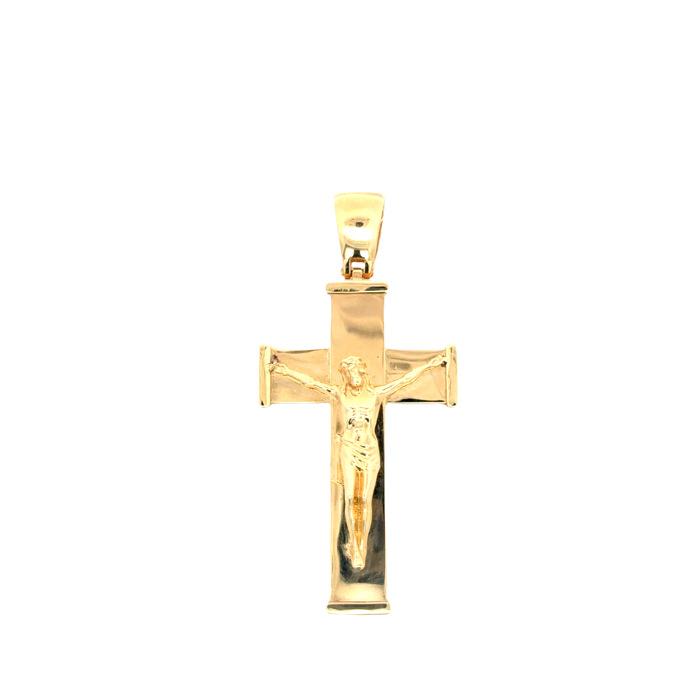 Polished Yellow Gold Crucifix Pendant