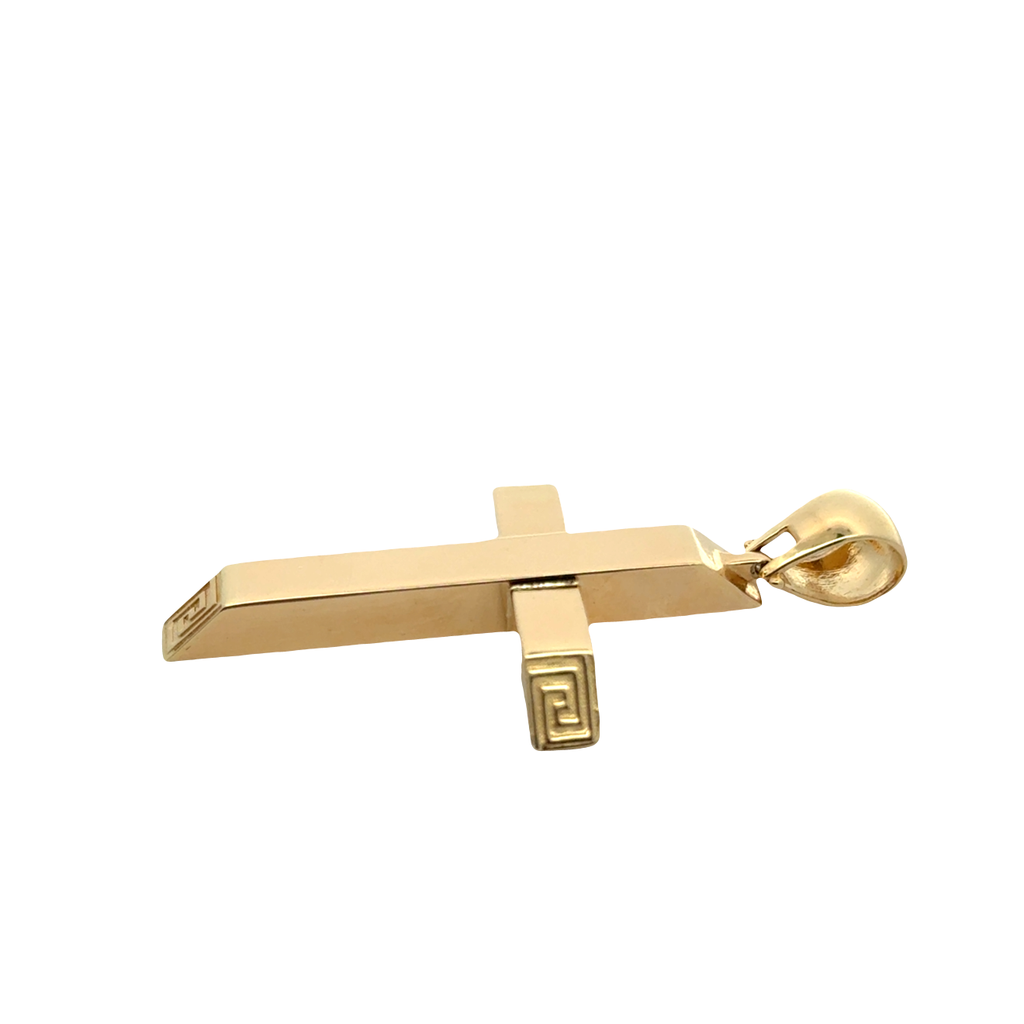 Yellow Gold Cross Pendant with Geometric Details