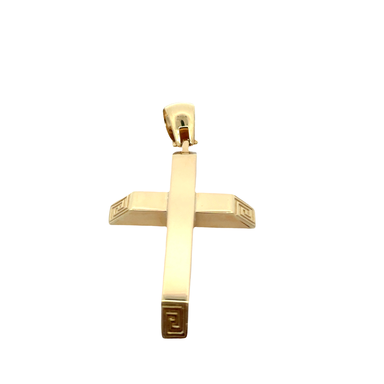 Yellow Gold Cross Pendant with Geometric Details