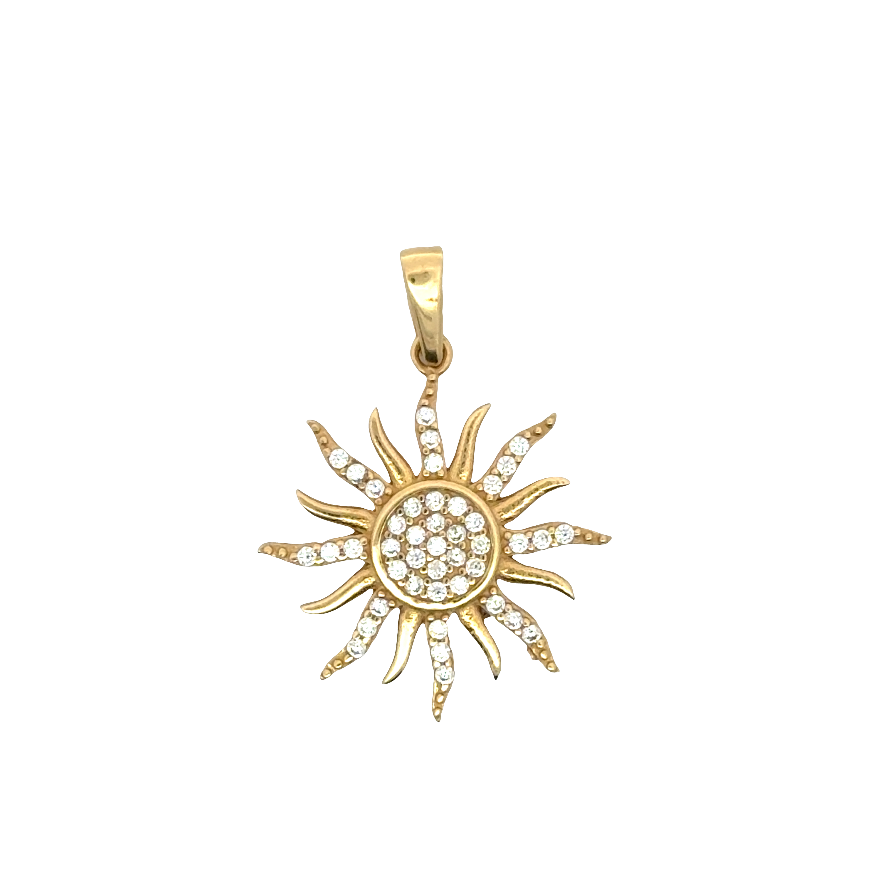 Yellow Gold Zircon Sunburst Pendant
