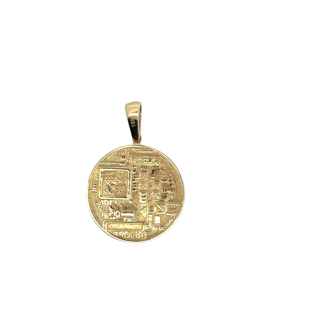 Yellow Gold Bitcoin Logo Coin Pendant