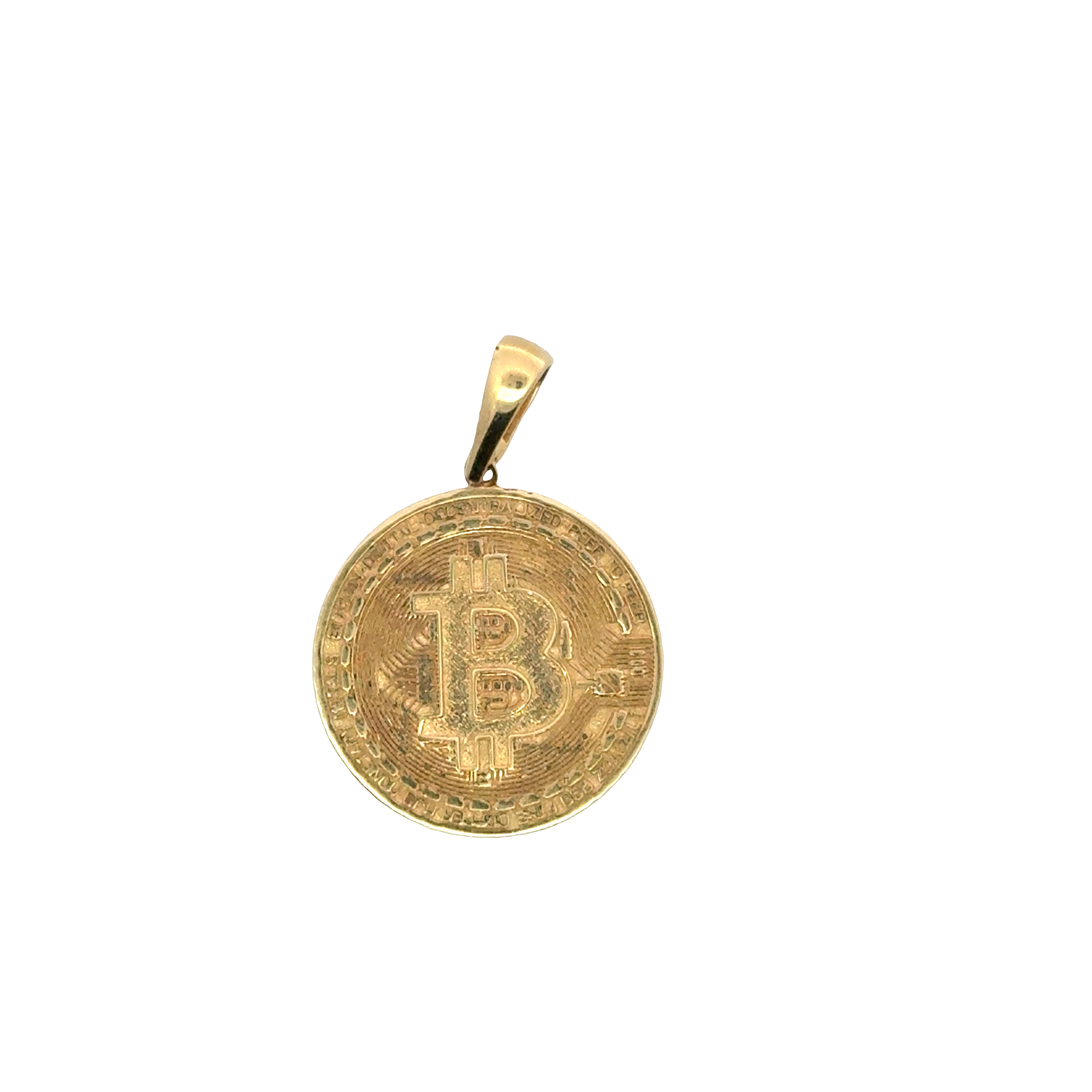 Yellow Gold Bitcoin Logo Coin Pendant