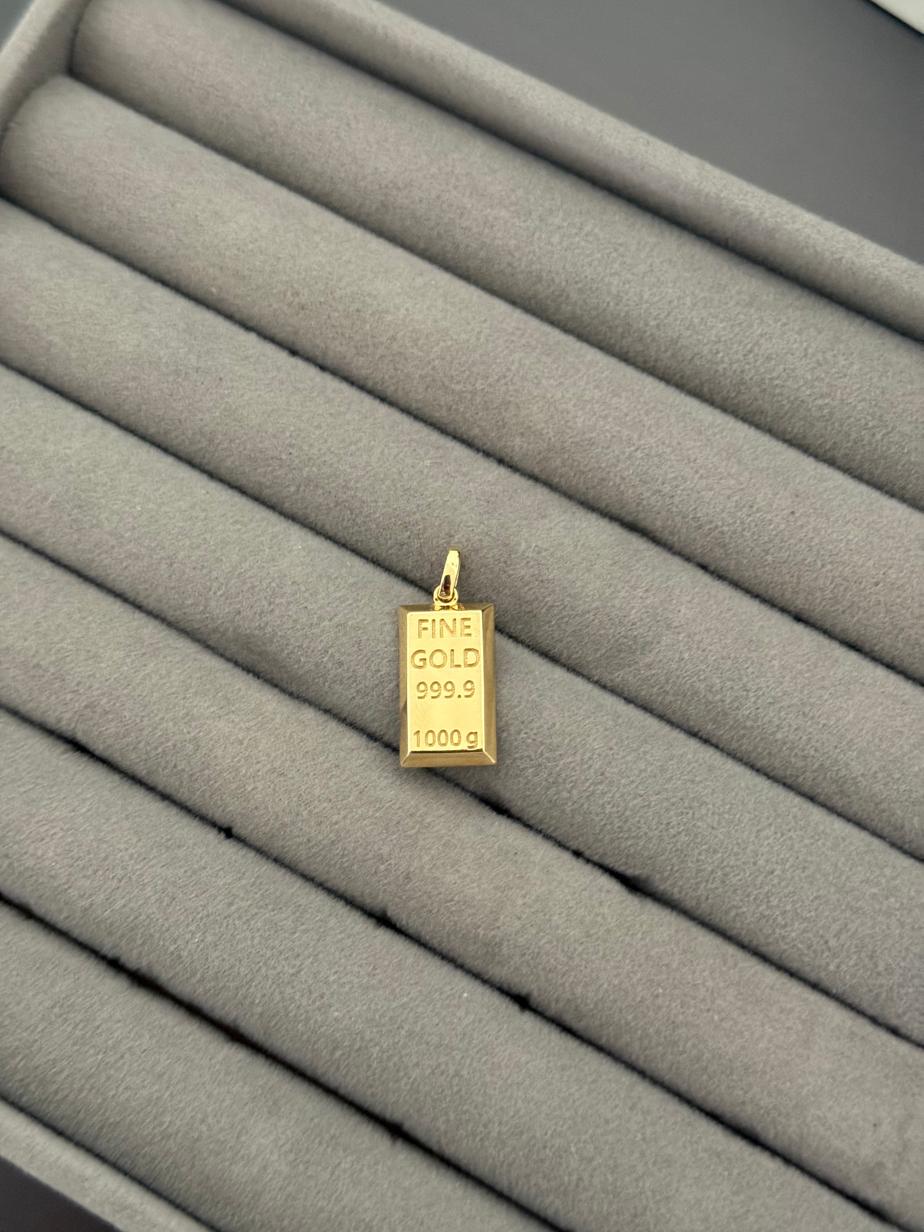 Yellow Gold Bullion Bar Pendant