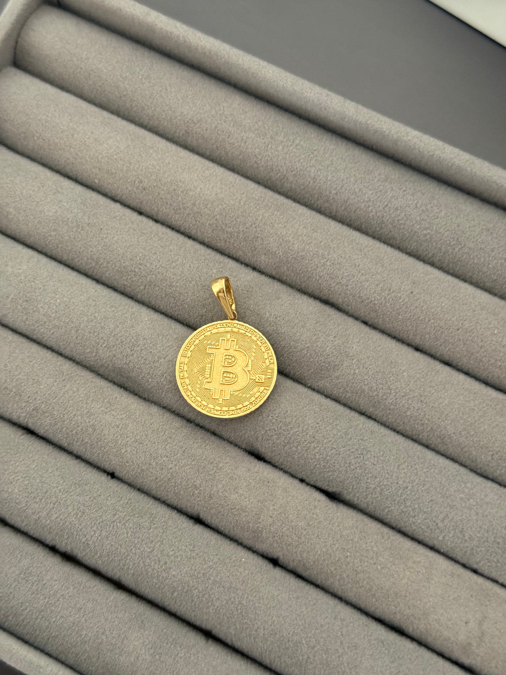 Yellow Gold Bitcoin Logo Coin Pendant