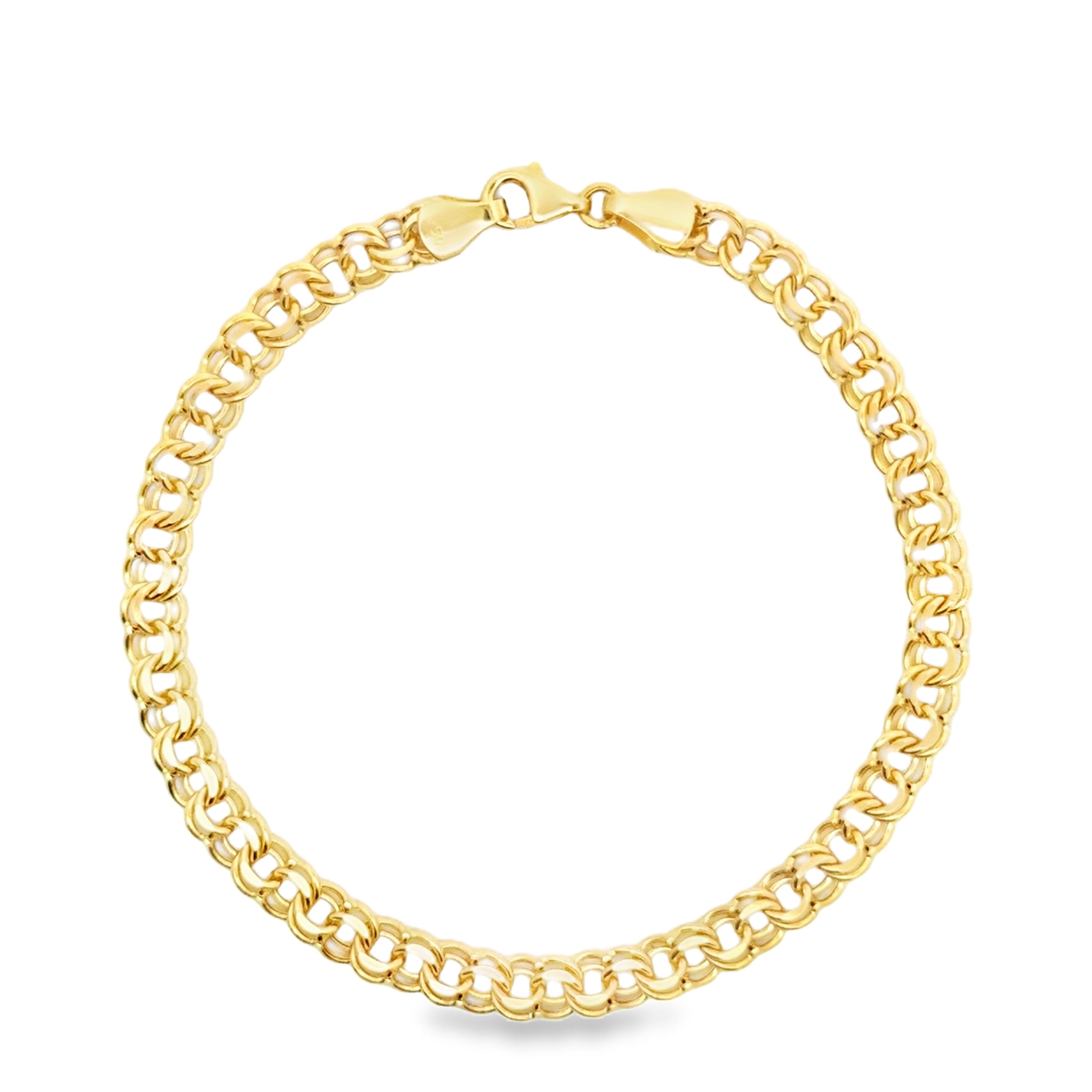 Yellow Gold Interlocking Link Chain Bracelet