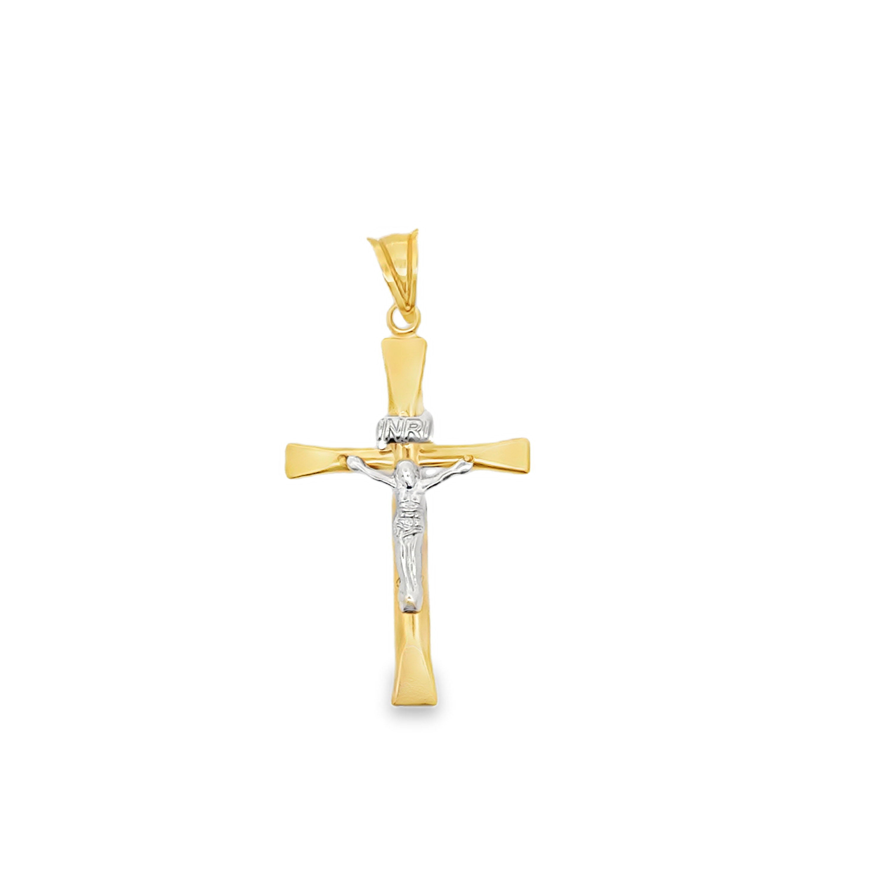 Two-Tone Crucifix Pendant — Yellow Gold