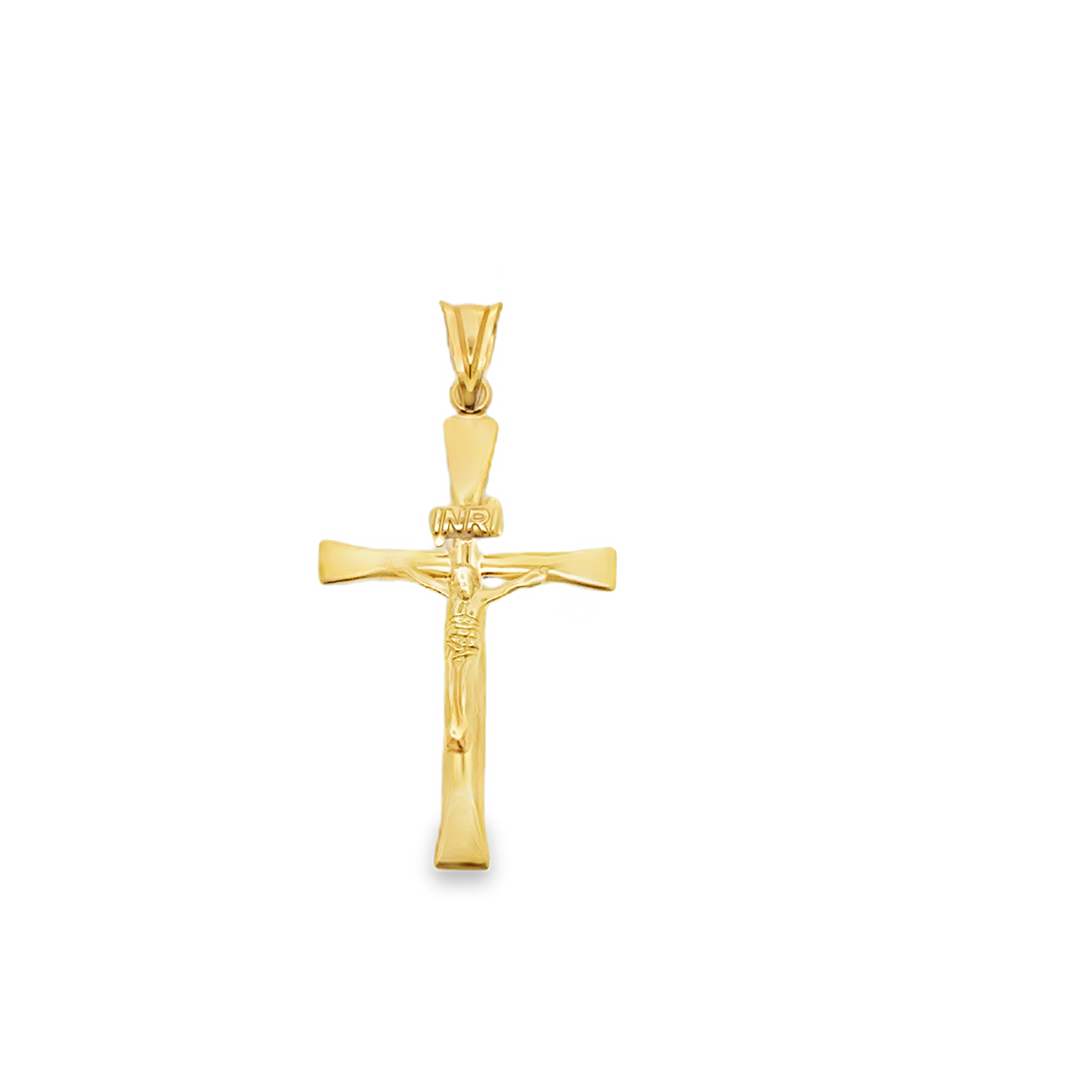 Yellow Gold Crucifix Pendant with INRI Detail