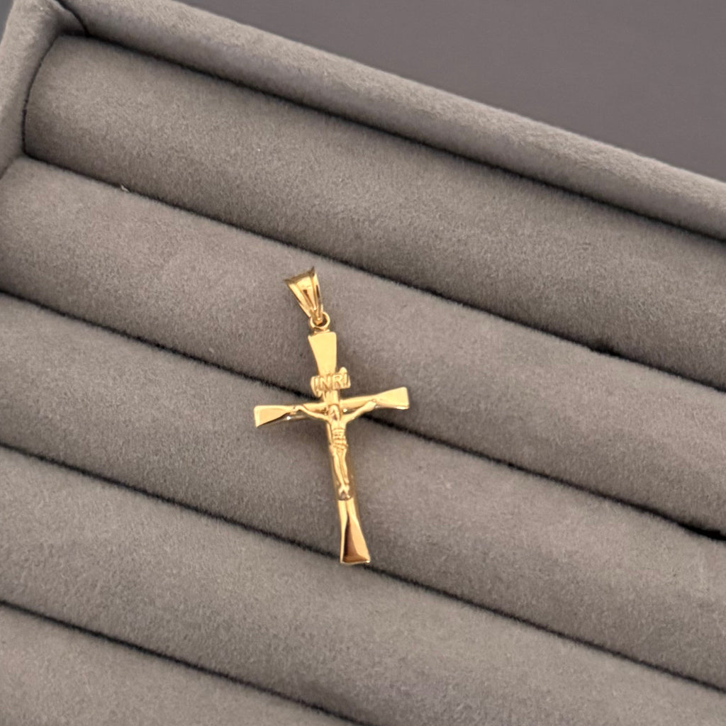 Yellow Gold Crucifix Pendant with INRI Detail