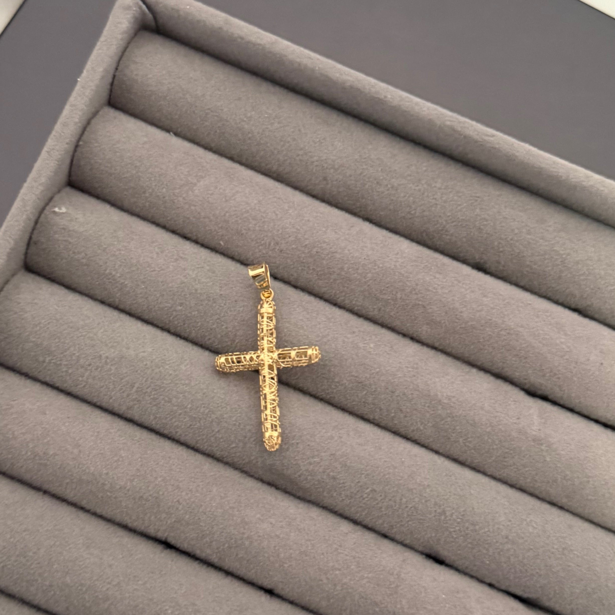 Yellow Gold Openwork Filigree Cross Pendant