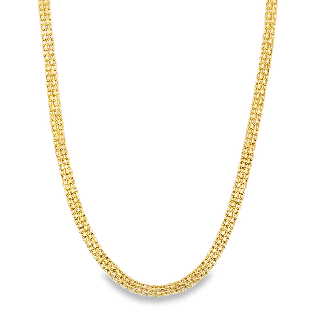 Woven Mesh Link Chain Necklace in Yellow Gold