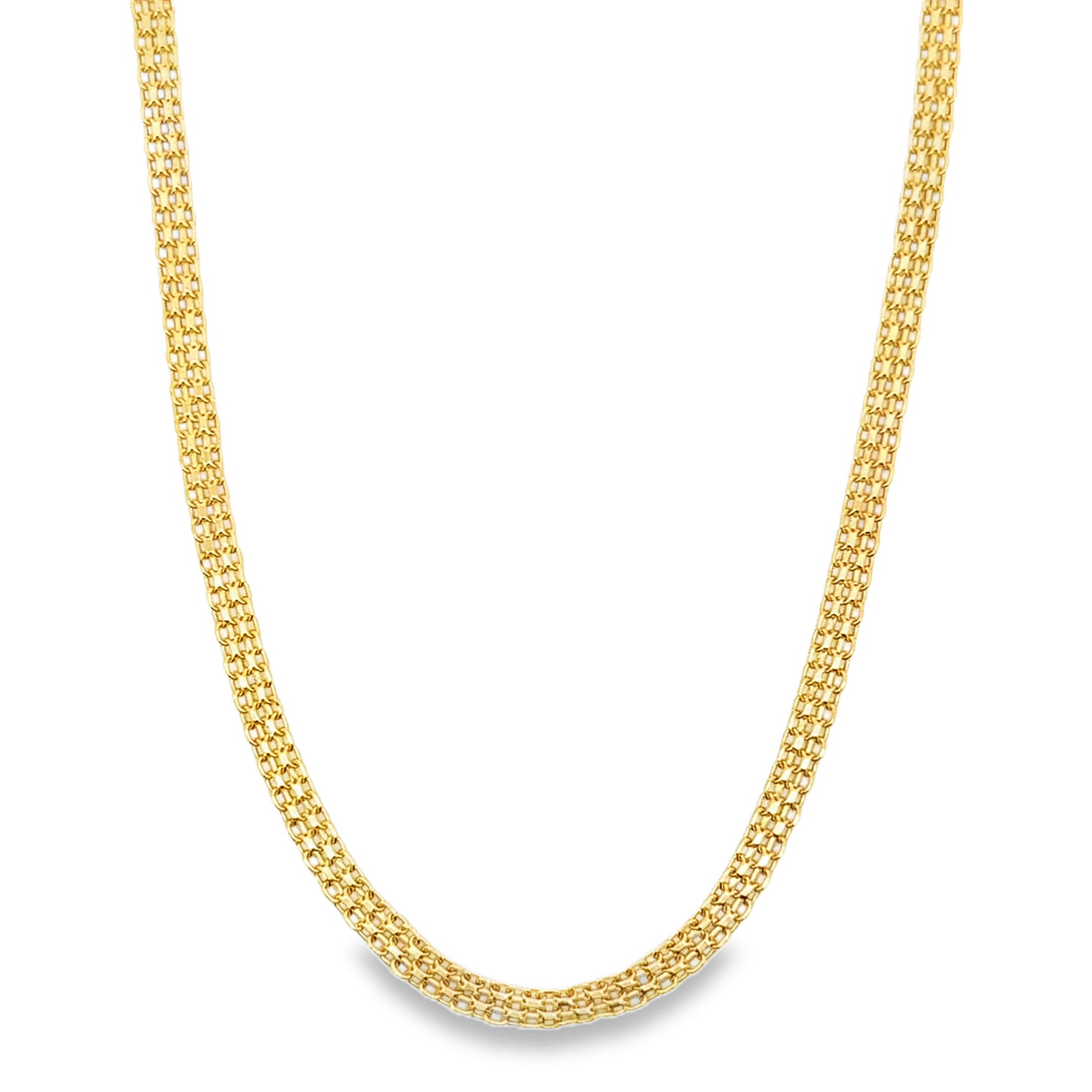 Woven Mesh Link Chain Necklace in Yellow Gold