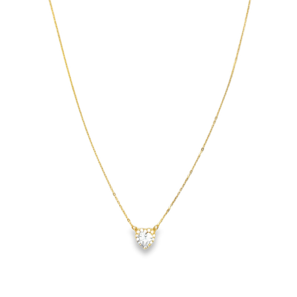 Delicate Yellow Gold Zircon Chain Necklace