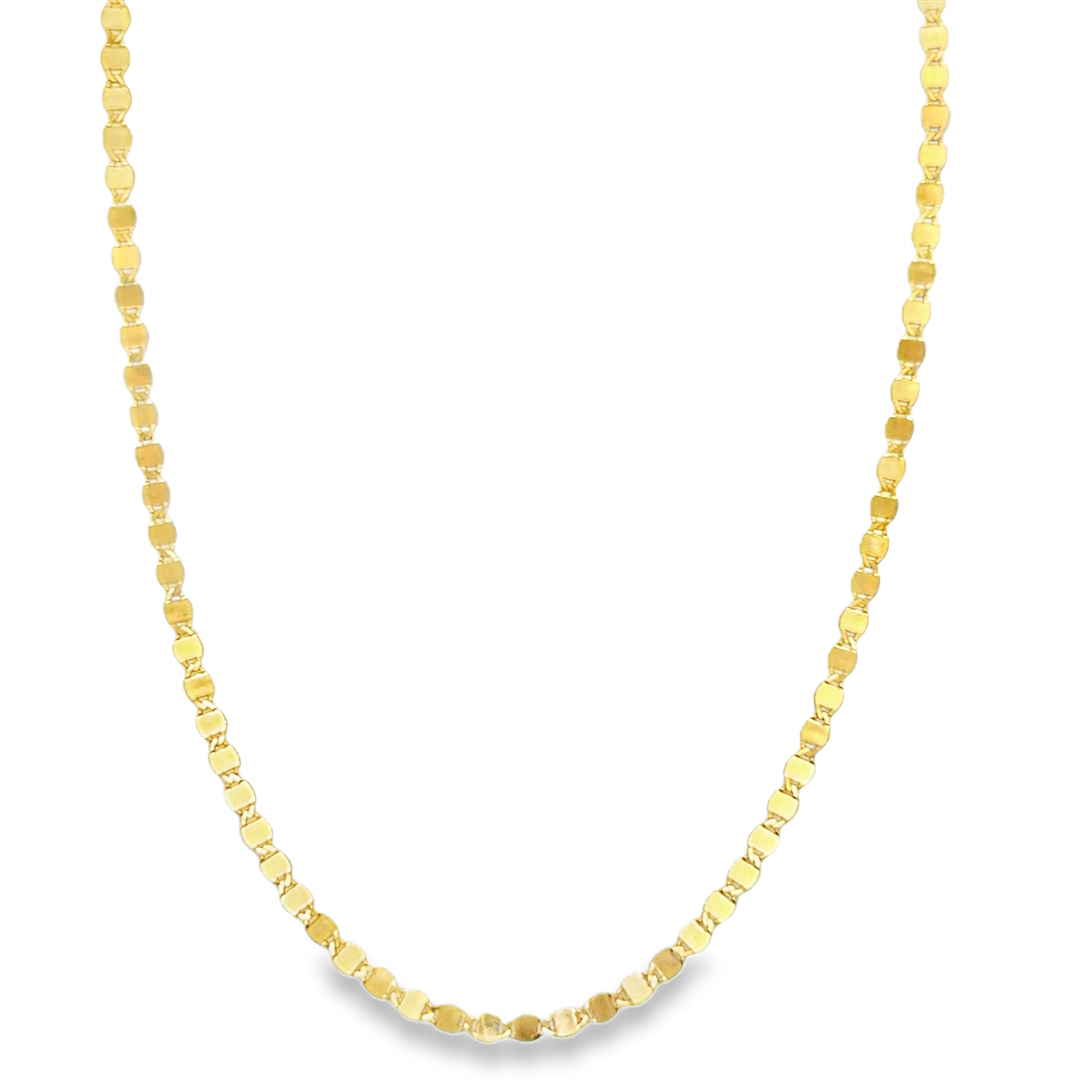 Yellow Gold Flat Link Chain Necklace