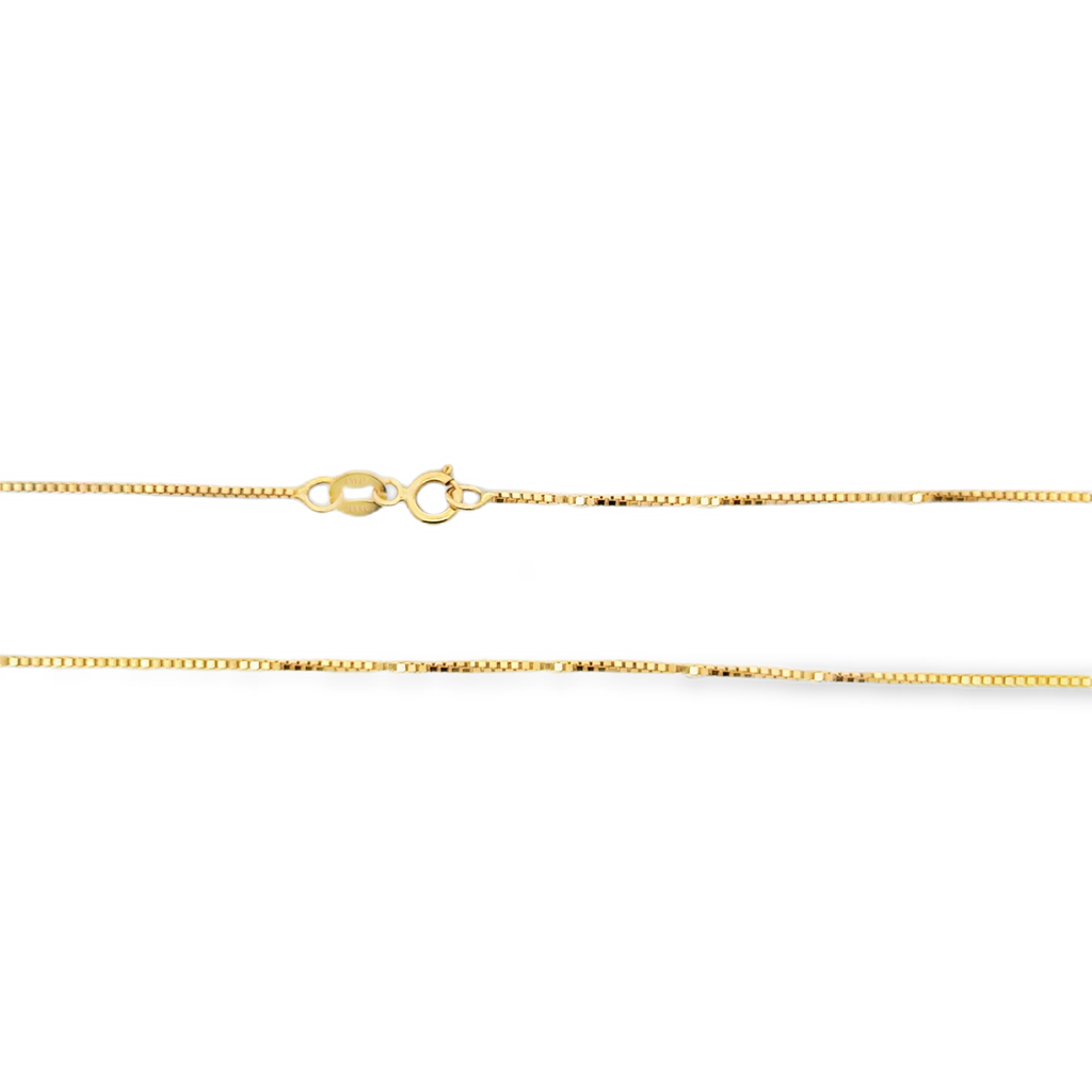 Yellow Gold Box Chain Necklace with Zircon