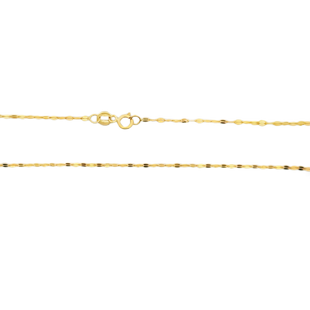 Yellow Gold Link Chain Necklace with Zircon