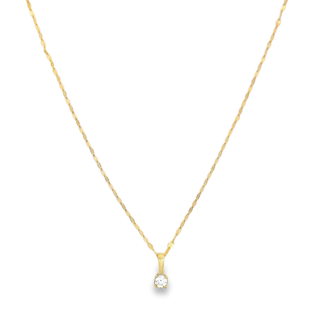 Yellow Gold Link Chain Necklace with Zircon