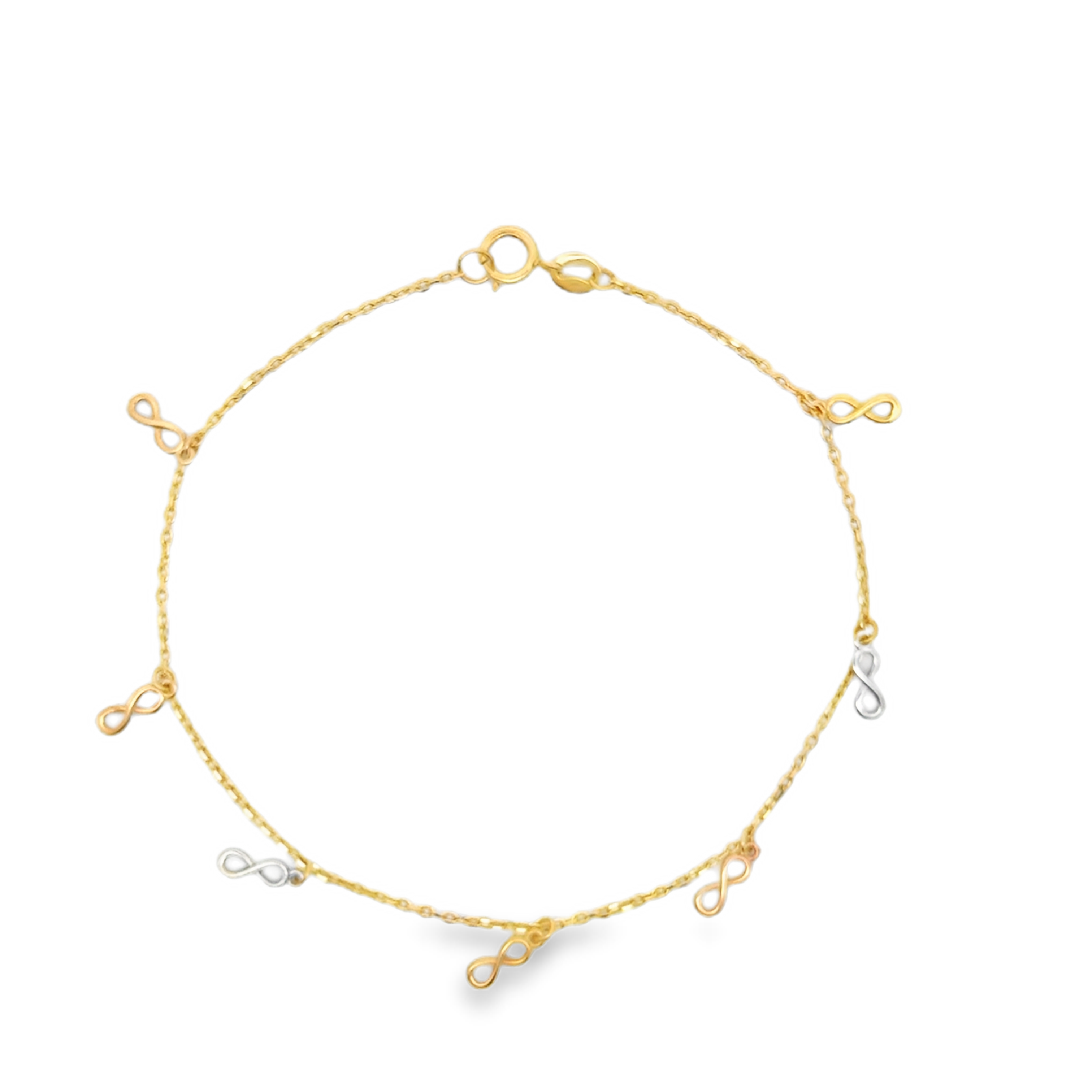 Tri-Color Gold Infinity Charm Bracelet