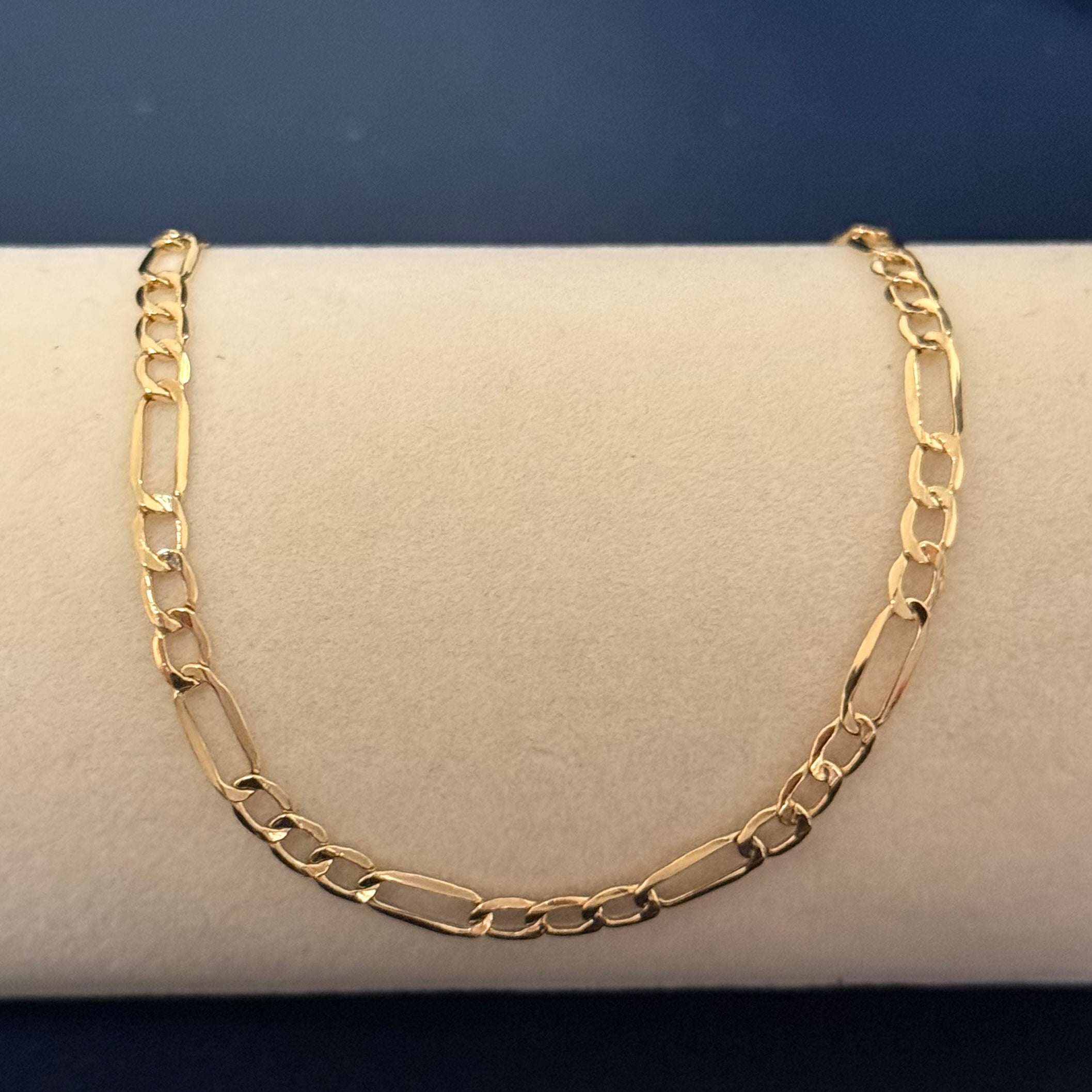 Classic Yellow Gold Figaro Link Chain Bracelet